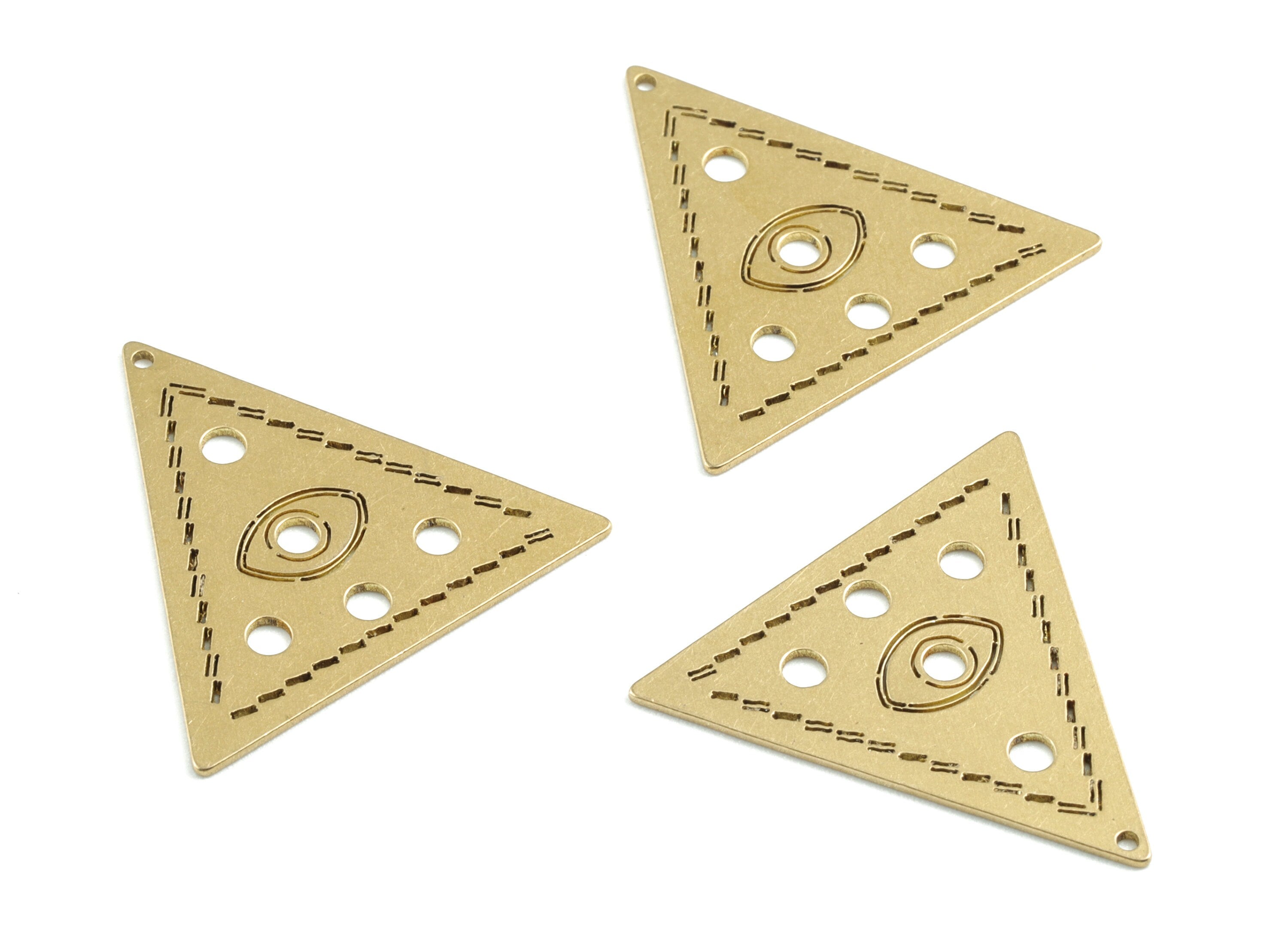 Brass Triangle Earring Charms - Raw Brass Triangle Pendant - Earrings Finding - Jewelry Supplies - 24.76x23.55x0.61mm - PPM3191 - DOMEDBAZAAR