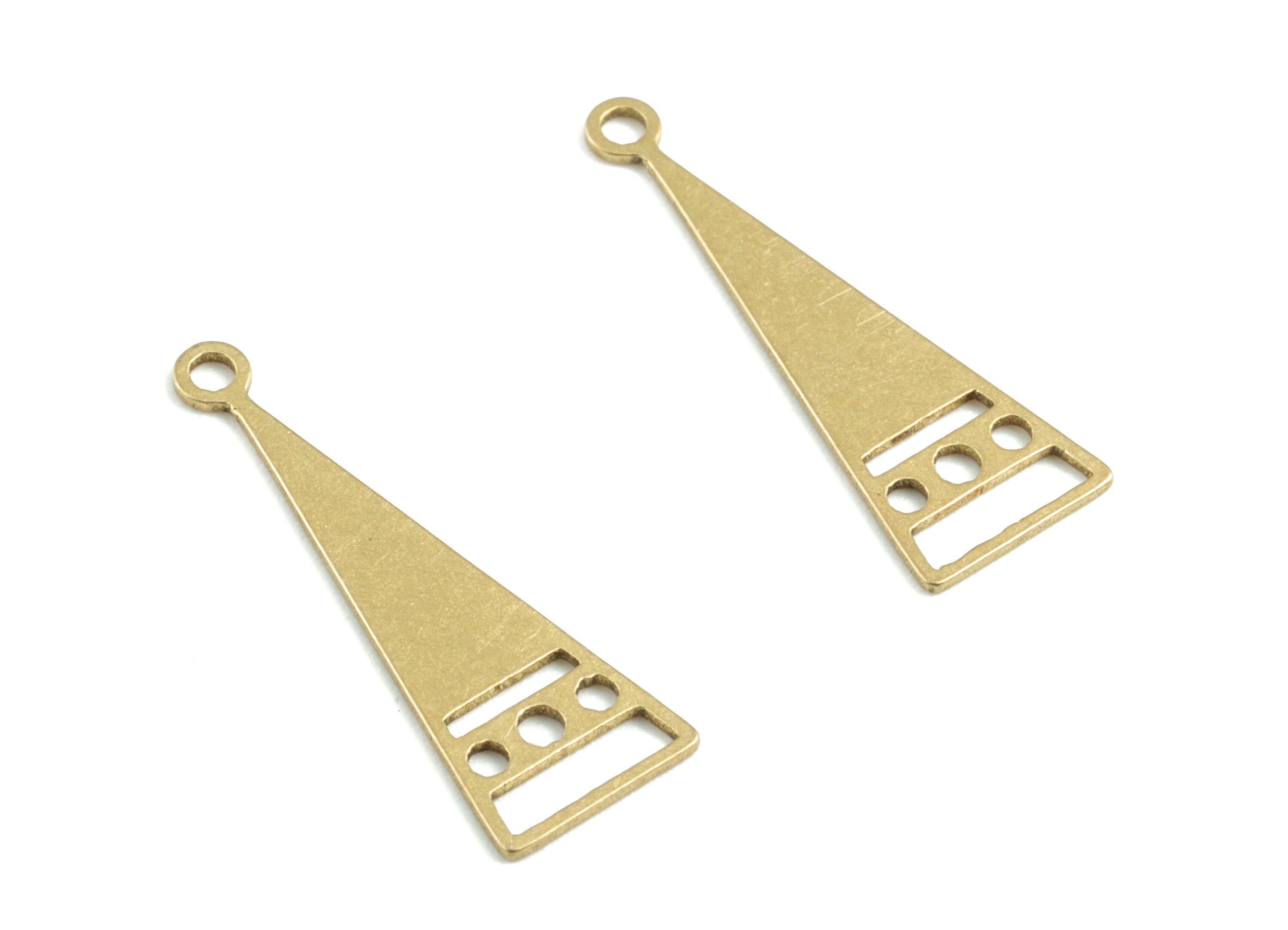 Brass Triangle Earring Charms - Raw Brass Triangle Pendant - Earrings Finding - Jewelry Supplies - 24.76x23.55x0.61mm - PPM3177 - DOMEDBAZAAR