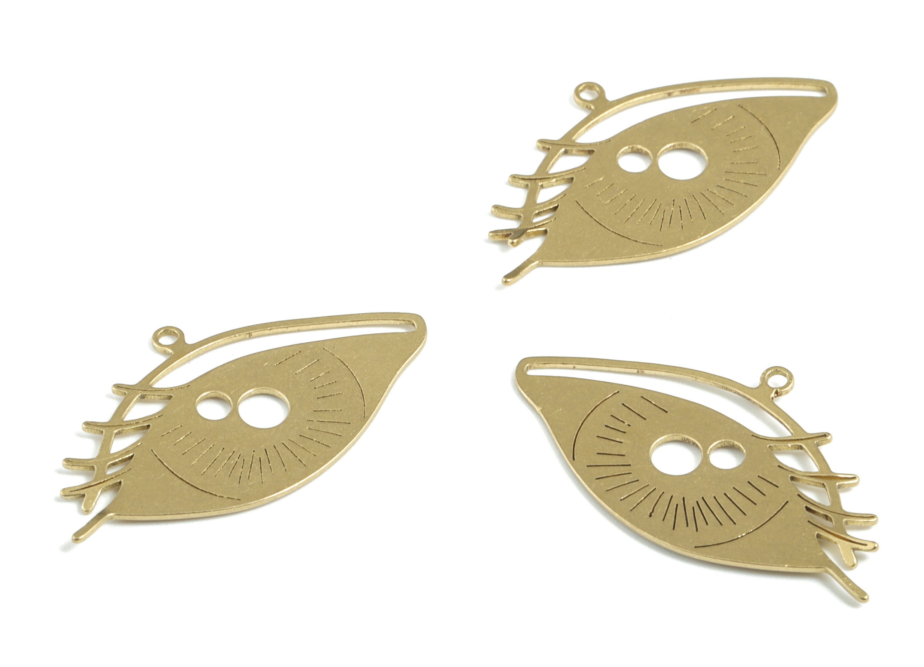 Brass Eyelash Earring Charms - Raw Brass Eyelash Pendant - Earrings Finding - Jewelry Supplies - 30.98x17.34x0.77mm - PPM3237 - DOMEDBAZAAR