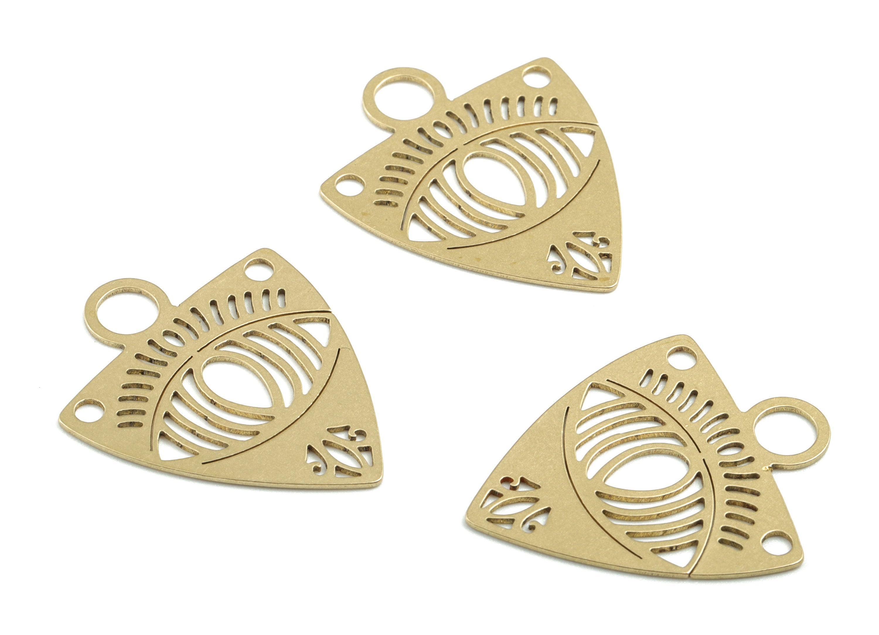 Brass Triangle Eye Earring Charms - Raw Brass Triangle Eye Pendant - Earrings Finding - Jewelry Supplies - 28.33x23.26x0.61mm - PPM3235 - DOMEDBAZAAR