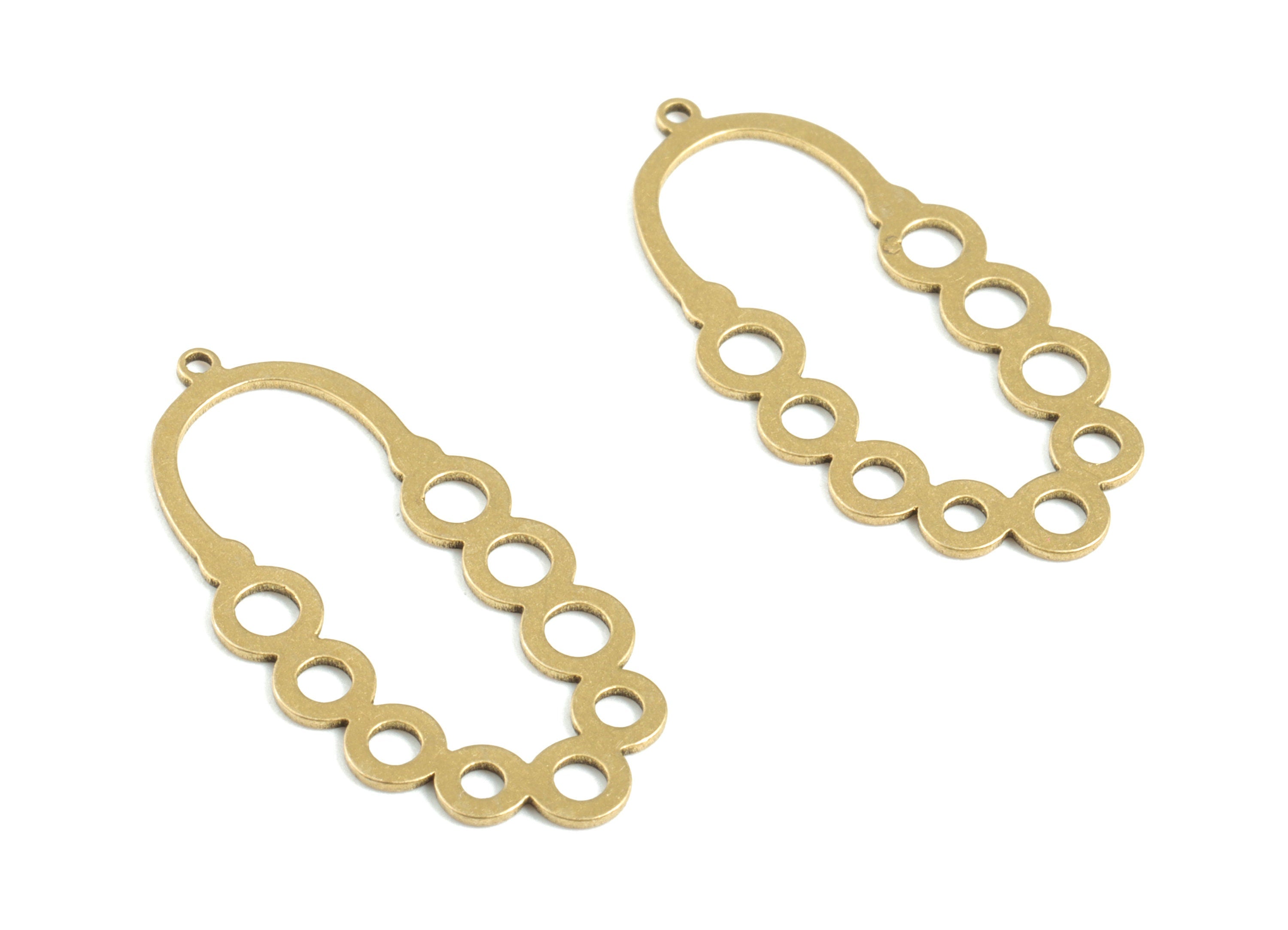 Brass Oval Earring Connector - Raw Brass Oval Earring Charms and Pendant - 10 Holes - Jewelry Supplies - 24.97x12.26x0.6mm - PPM3224 - DOMEDBAZAAR