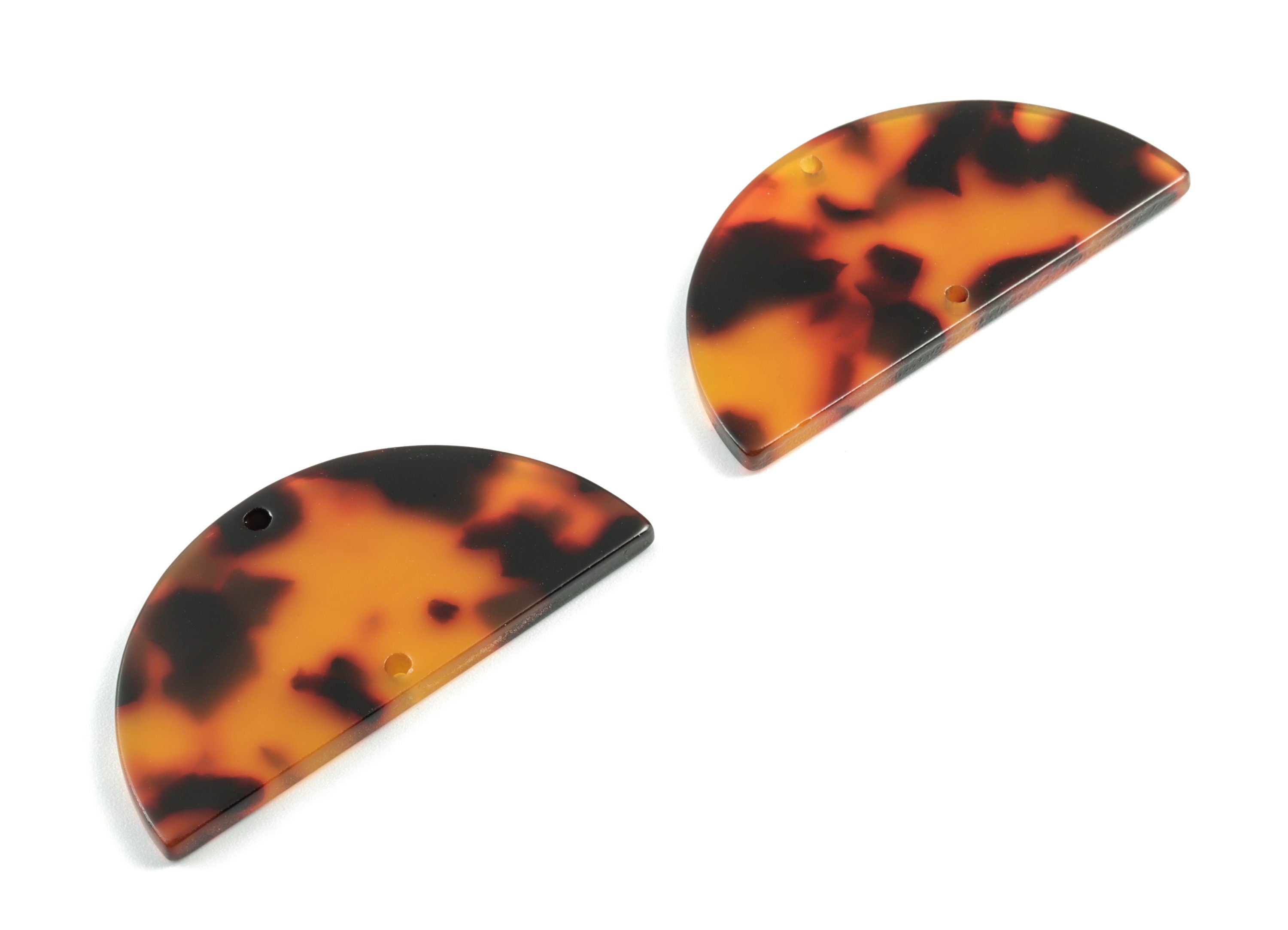 Acetate Semi circle Connectors - Tortoise Shell - Half Moon Earrings - 2 Holes - Color Code:A02 - 43.04x21.46x2.49mm - AC1800-A04 - DOMEDBAZAAR
