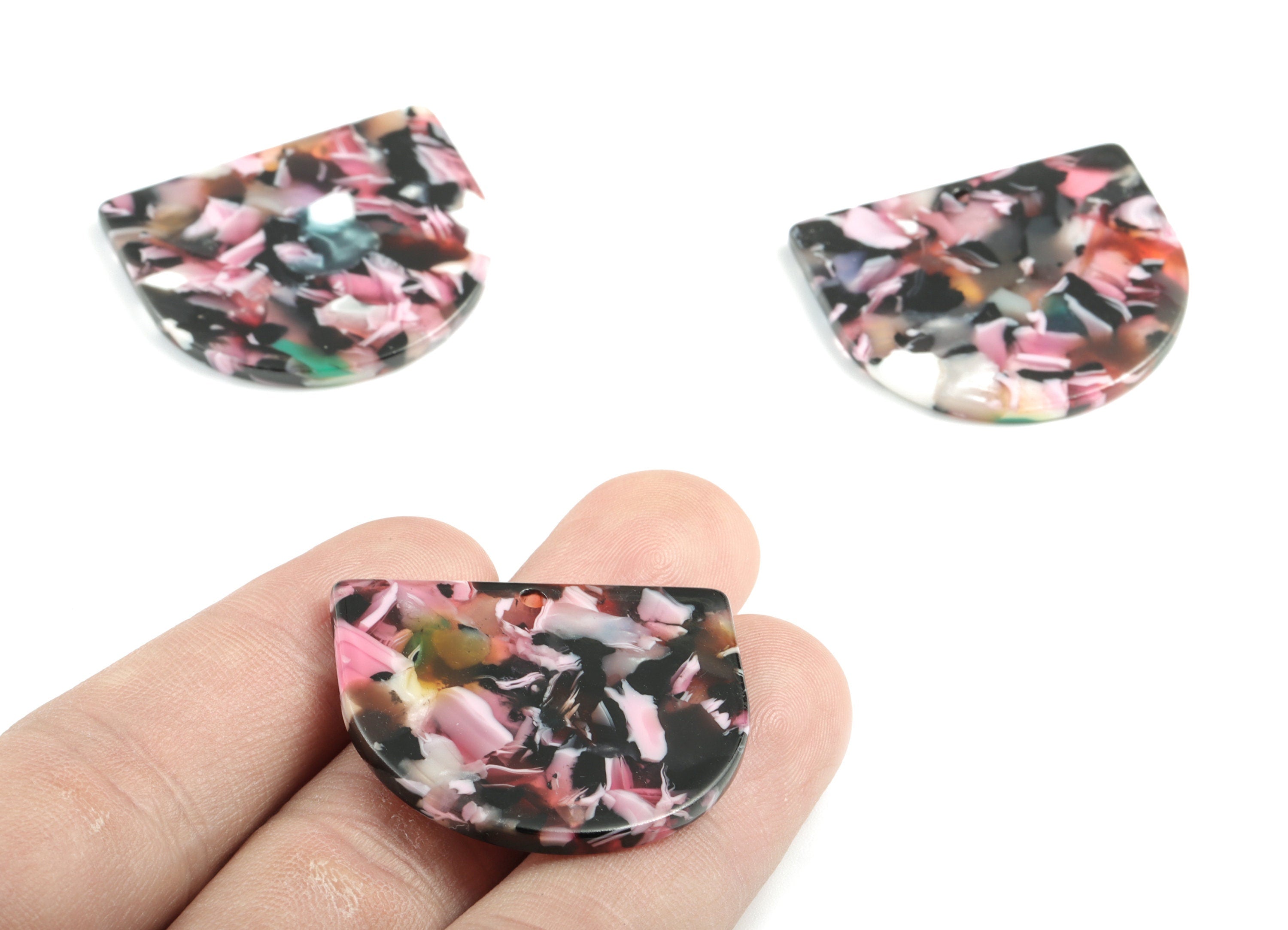 Acetate D Charms - D Earrings and Pendant - Earring Findings - Jewelry Supplies - Color Code:A492 - 33.19x29.05x2.69mm - AC1094-A492 - DOMEDBAZAAR