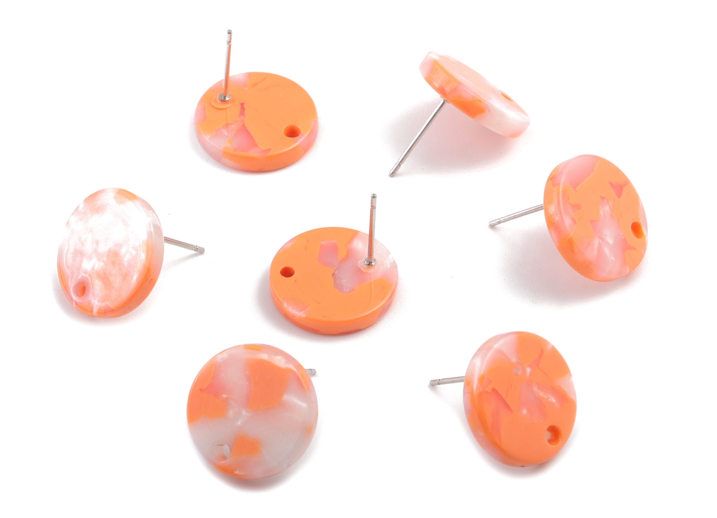 Acetate Round Earring Stud - Acetate Round Earring Post - Earring Post - Jewelry Supplies - Color Code: A39 - 14.9x14.9x2.75mm - AC1672-A39 - DOMEDBAZAAR