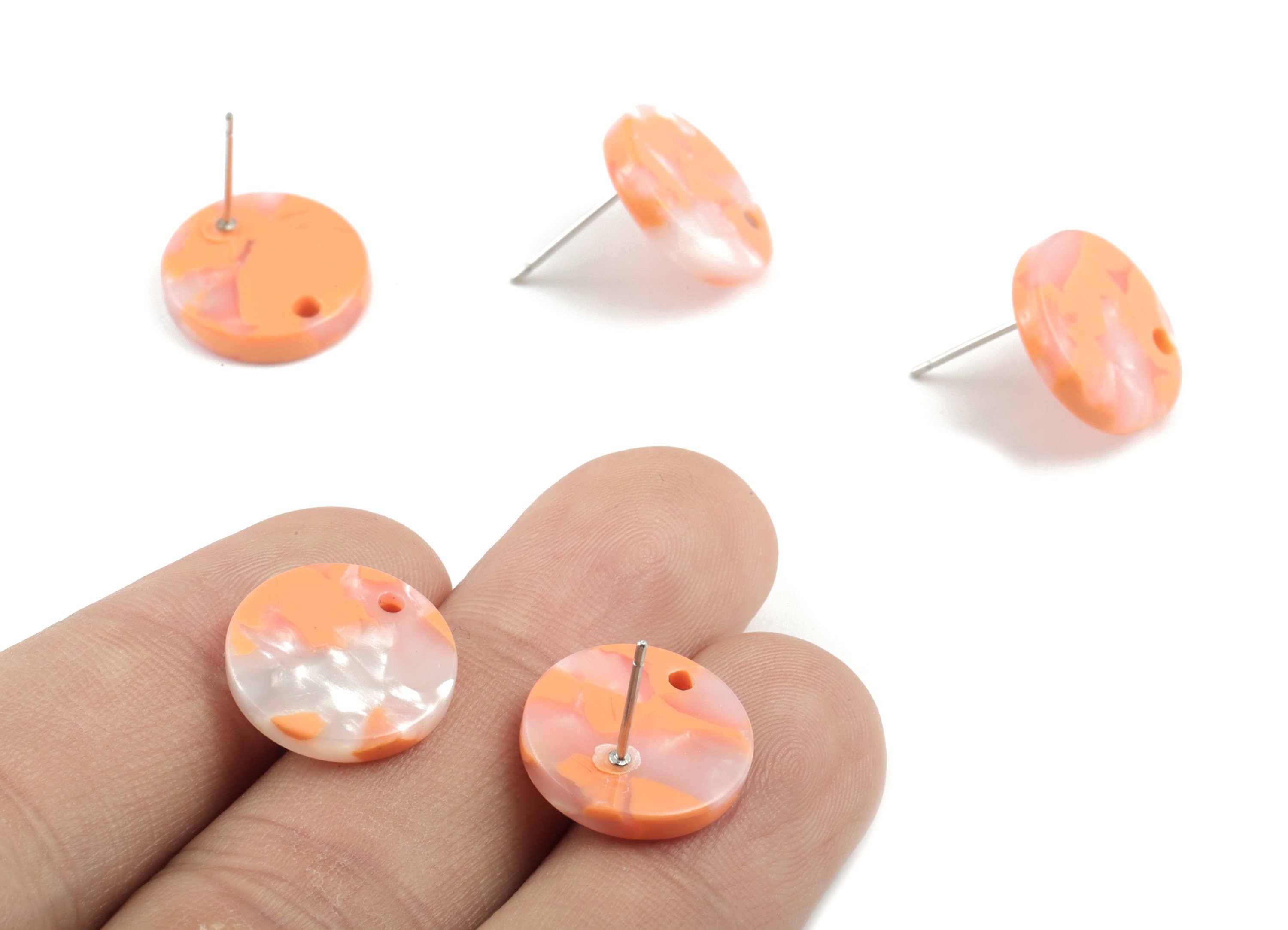 Acetate Round Earring Stud - Acetate Round Earring Post - Earring Post - Jewelry Supplies - Color Code: A39 - 14.9x14.9x2.75mm - AC1672-A39 - DOMEDBAZAAR