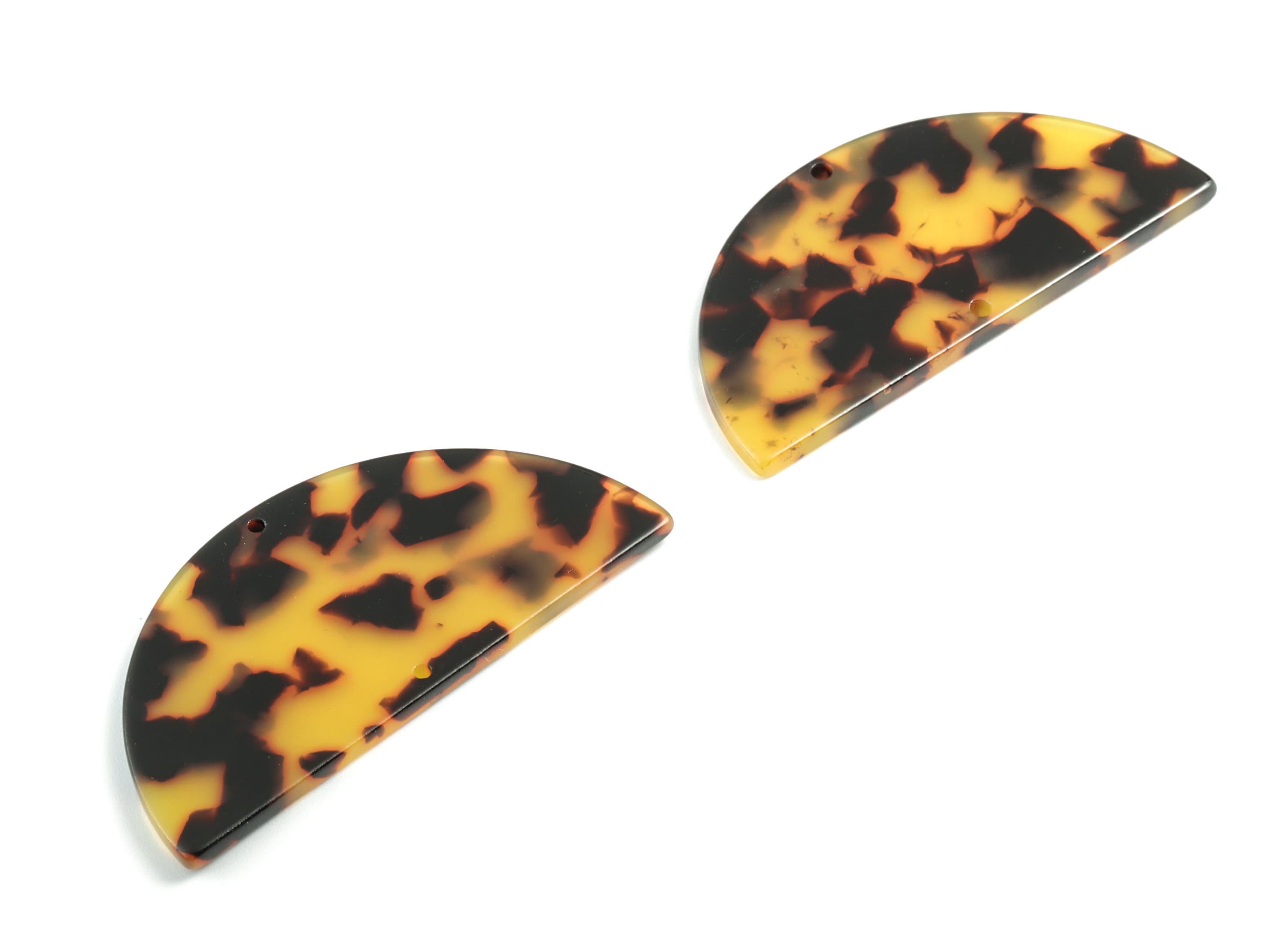 Acetate Semicircle Connectors - Half Moon Connector - Tortoise Shell - 2 Holds - Color Code:A01 - 57.64x28.64x2.6mm - AC1805-A01 - DOMEDBAZAAR