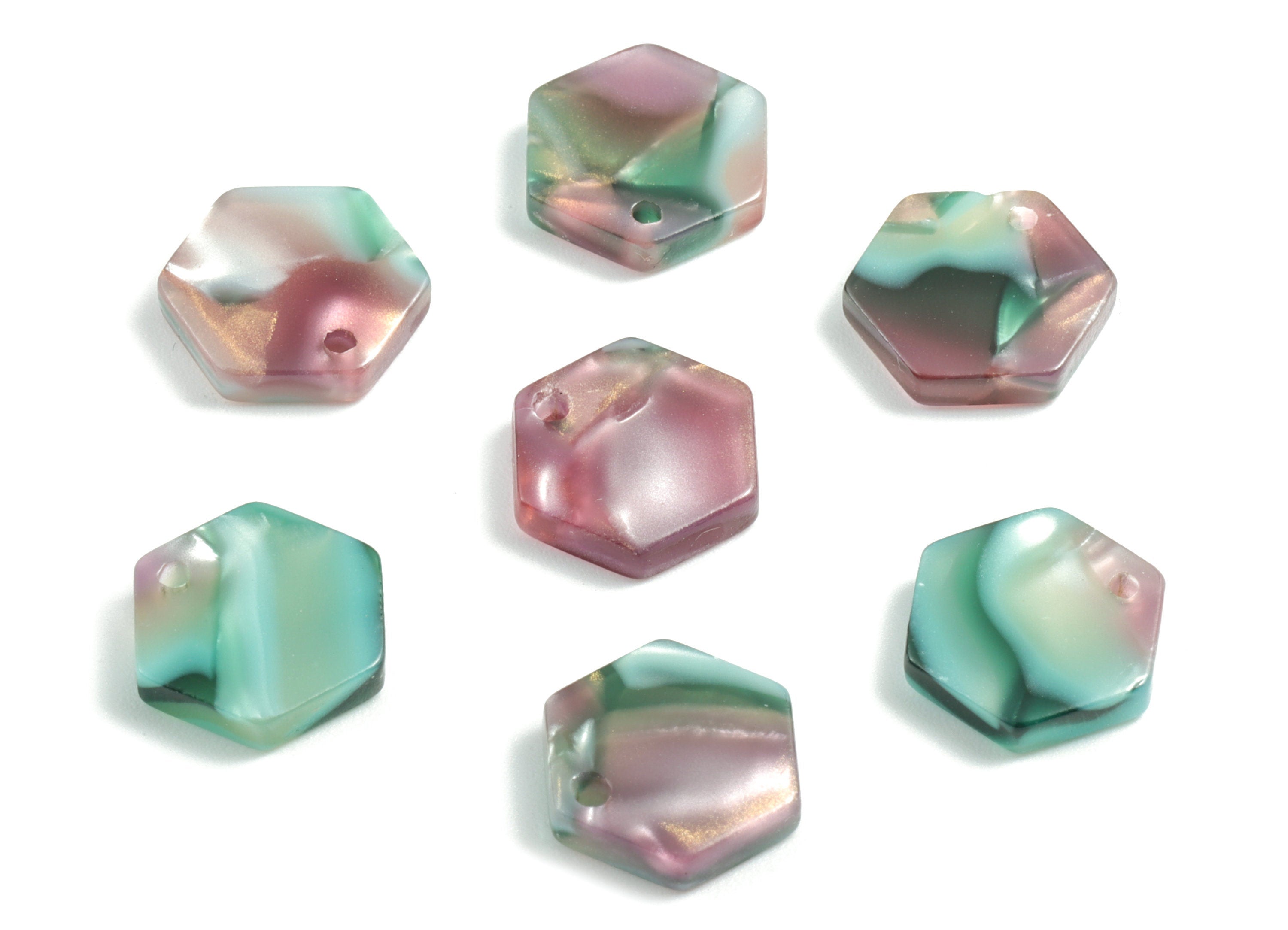 Acetate Hexagon Earring Charms - Mini Hexagon Pendant - Jewelry Supplies - Color Code:A489 - 12.12x10.84x2.56mm - AC1121-A489 - DOMEDBAZAAR