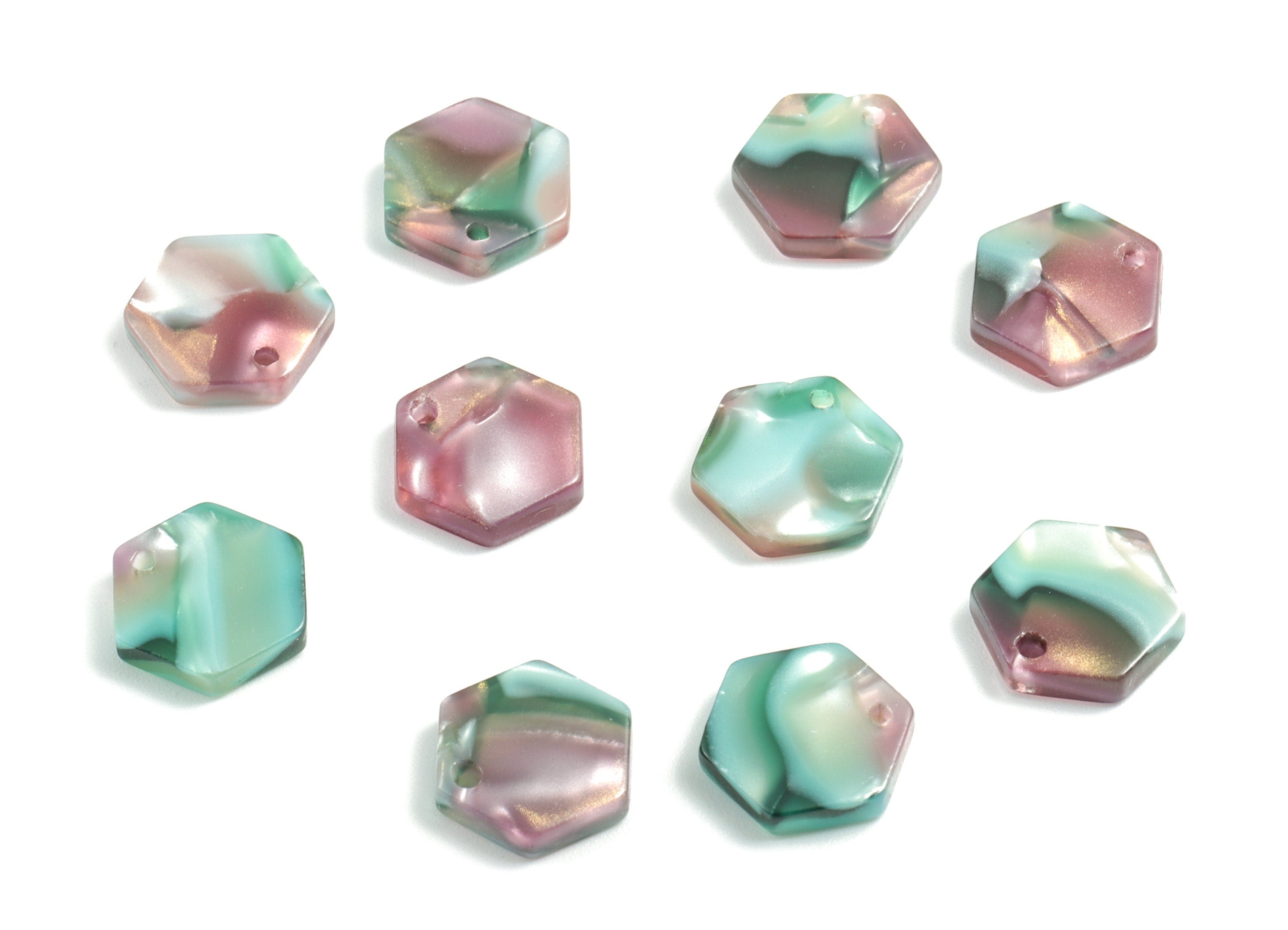 Acetate Hexagon Earring Charms - Mini Hexagon Pendant - Jewelry Supplies - Color Code:A489 - 12.12x10.84x2.56mm - AC1121-A489 - DOMEDBAZAAR