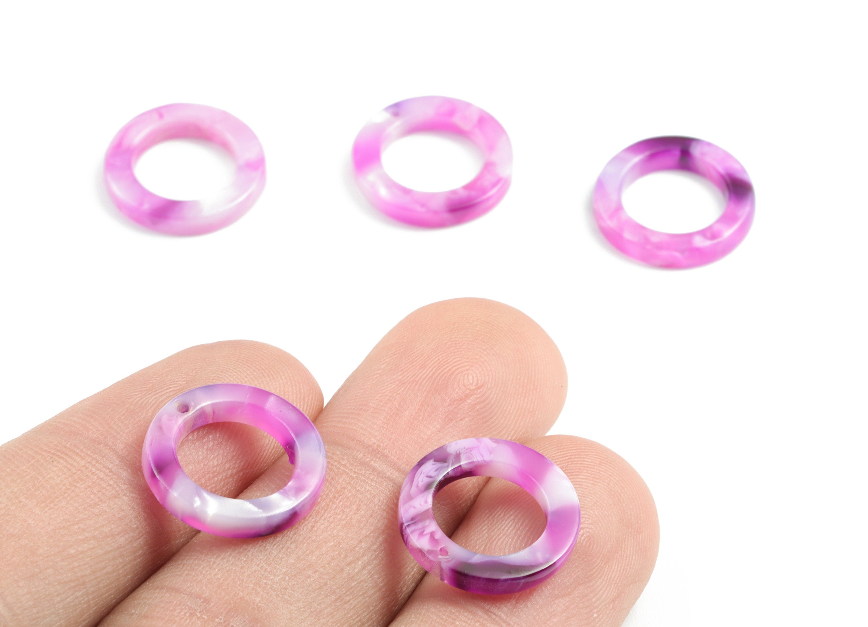 Acetate Hoop Earring Charms - Circle Shaped Pendant - Earring Findings - Jewelry Supplies - Color Code: A224 - 15x15x2.7mm - AC1152-A224 - DOMEDBAZAAR
