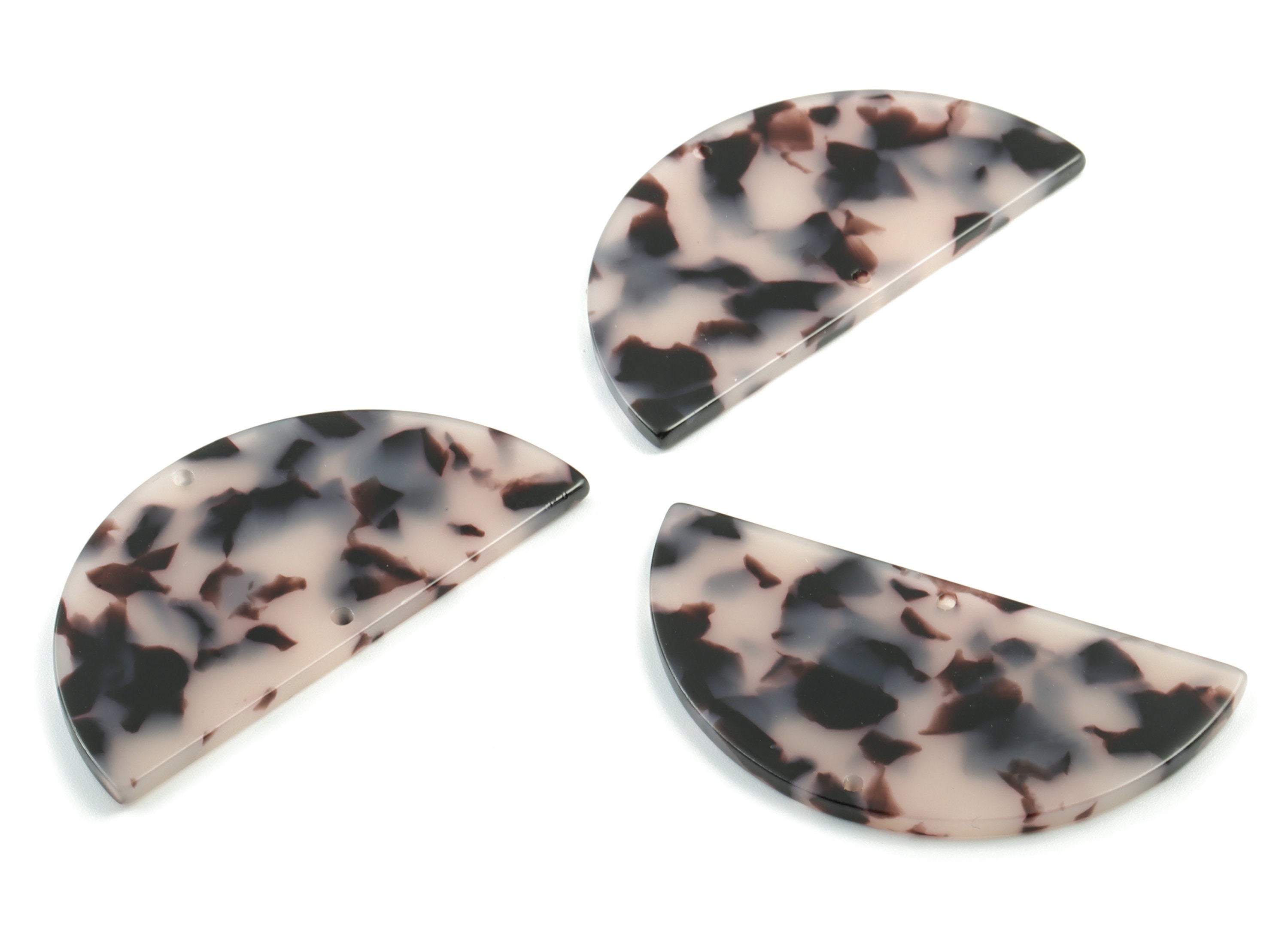 Acetate Semicircle Connectors - Blond Tortoise Shell Half Moon Earring Charms - 2 Holes - Color Code: A06 - 50.76x25.38x2.57mm - AC1792-A06 - DOMEDBAZAAR