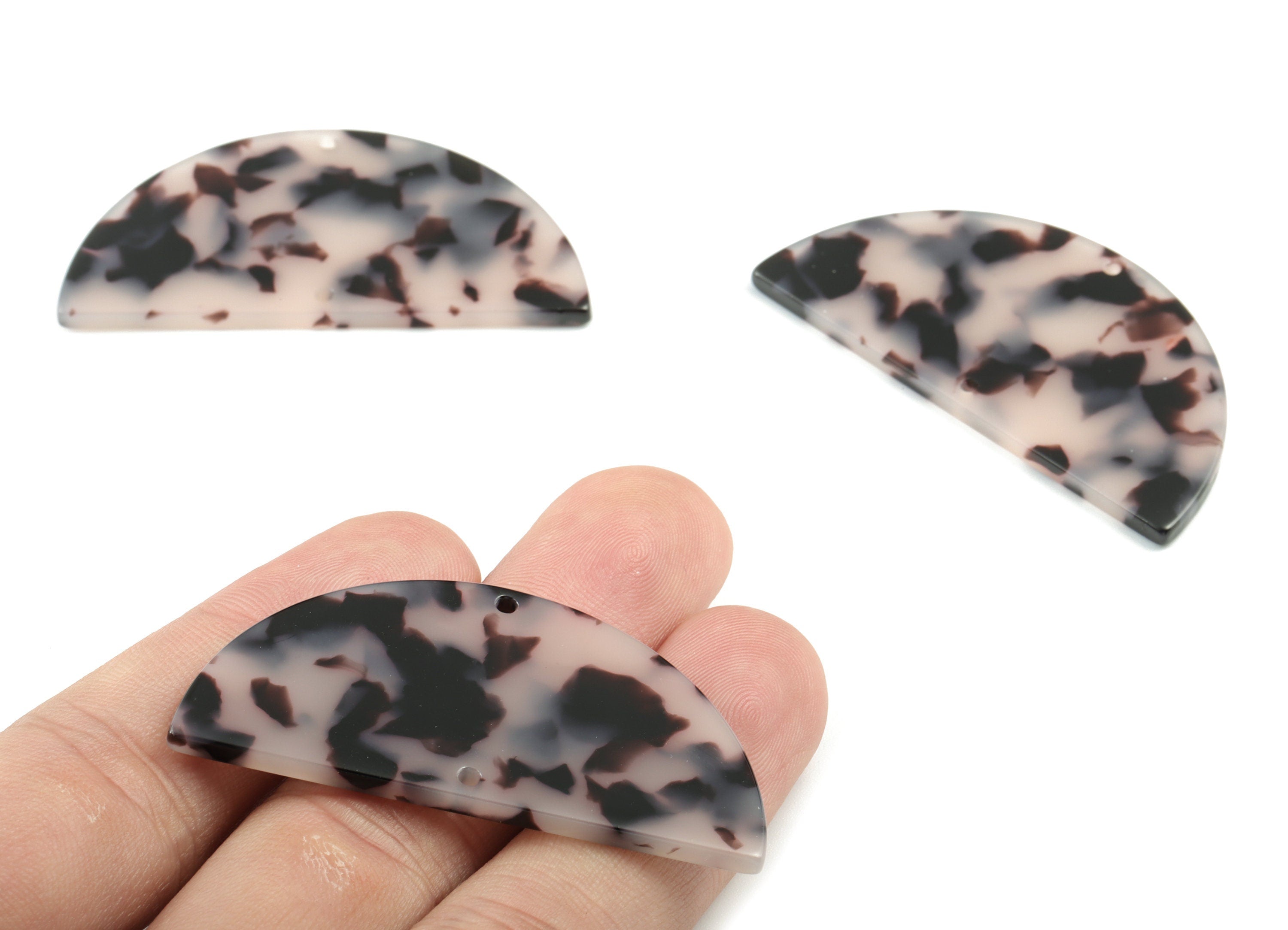 Acetate Semicircle Connectors - Blond Tortoise Shell Half Moon Earring Charms - 2 Holes - Color Code: A06 - 50.76x25.38x2.57mm - AC1792-A06 - DOMEDBAZAAR