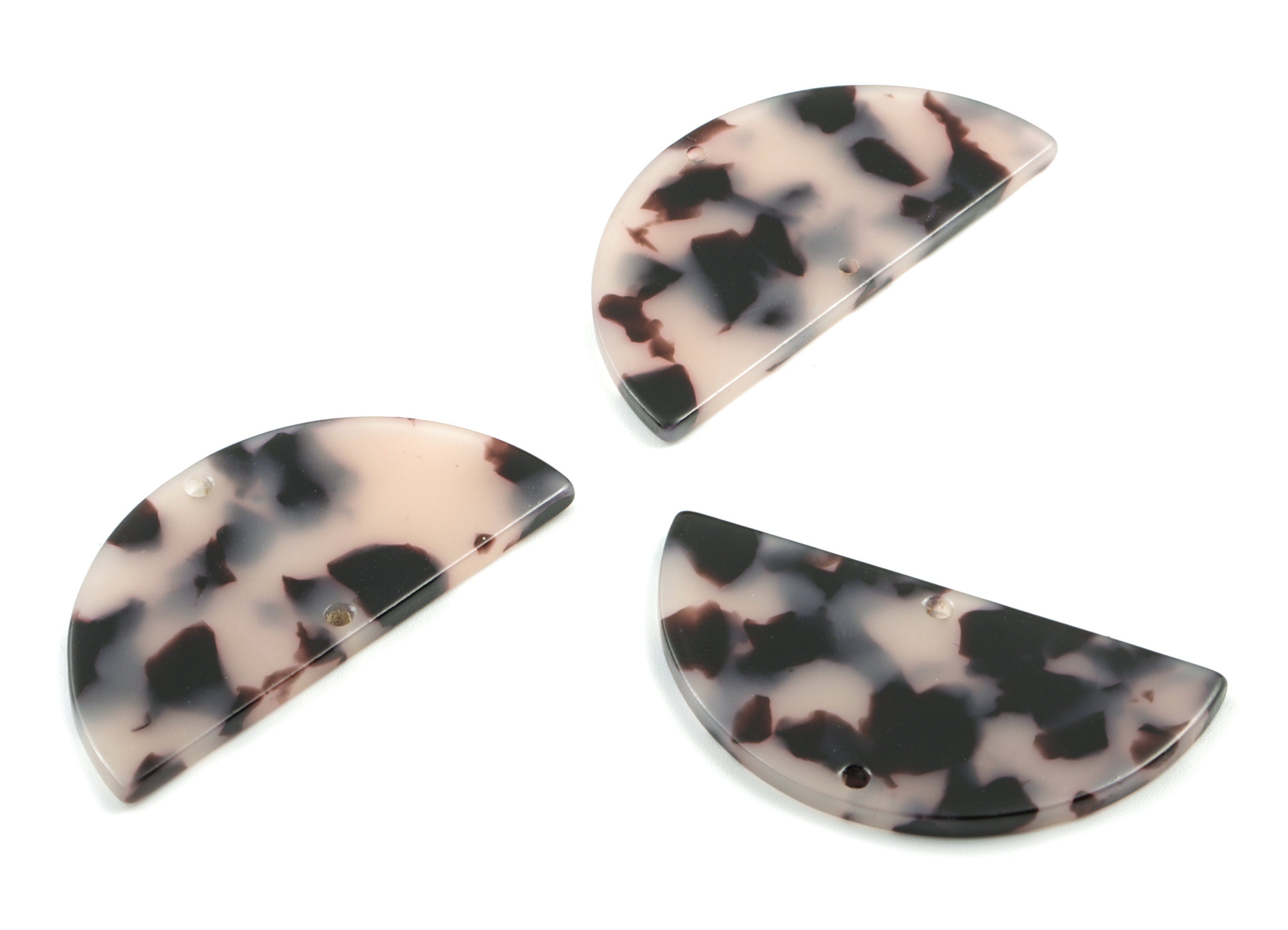 Acetate Semicircle Connectors - Blond Tortoise Shell - Half Moon Earrings - 2 Holes - Color Code:A06 - 37.31x18.49x2.43mm - AC1800-A06 - DOMEDBAZAAR