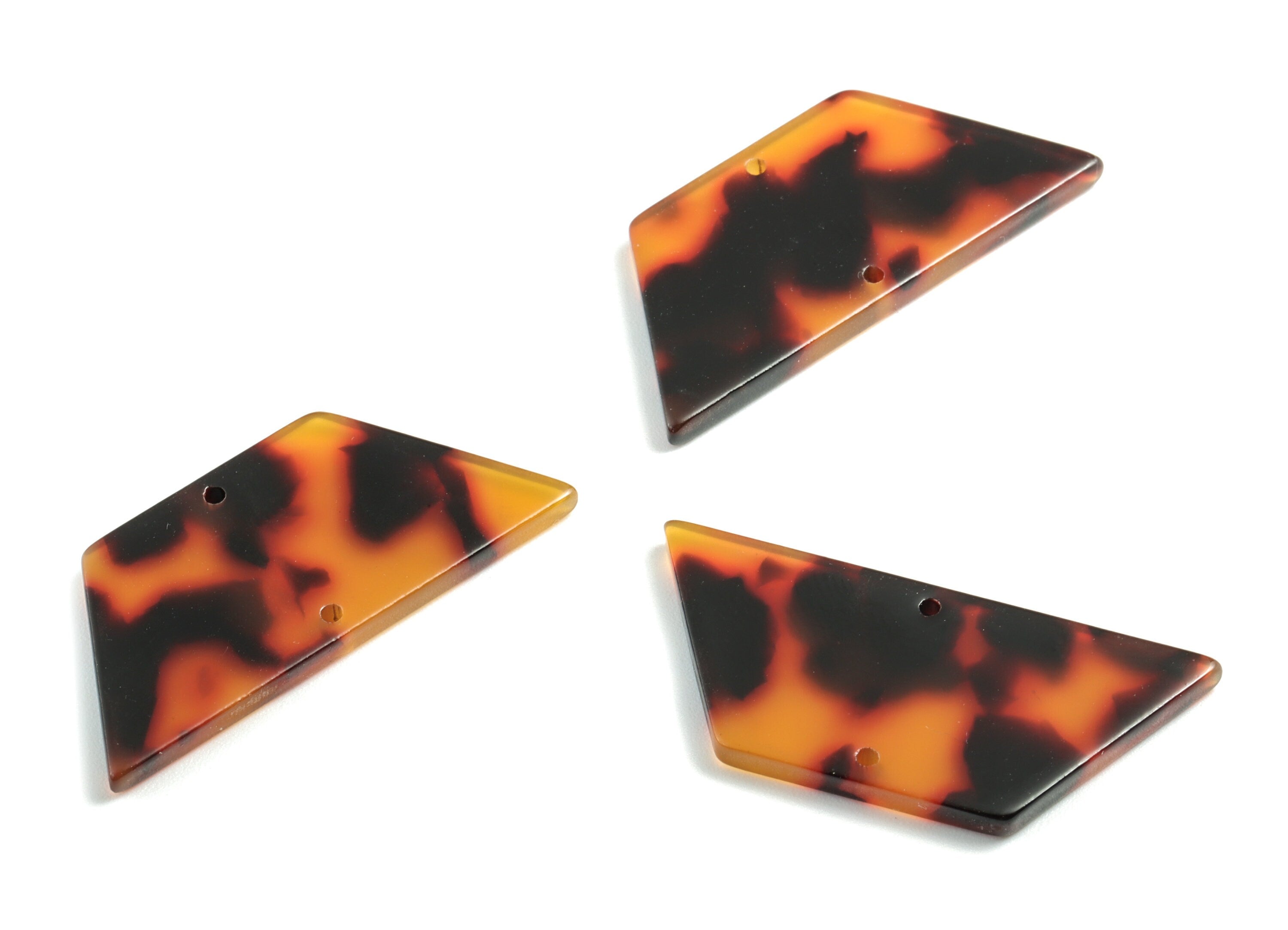 Acetate Trapezoid Connectors - 2 Holes Trapezoid Tortoise Shell Earring - Jewelry Supplies - Color Code: A04 - 36.62x16x2.67mm - AC1802-A04 - DOMEDBAZAAR