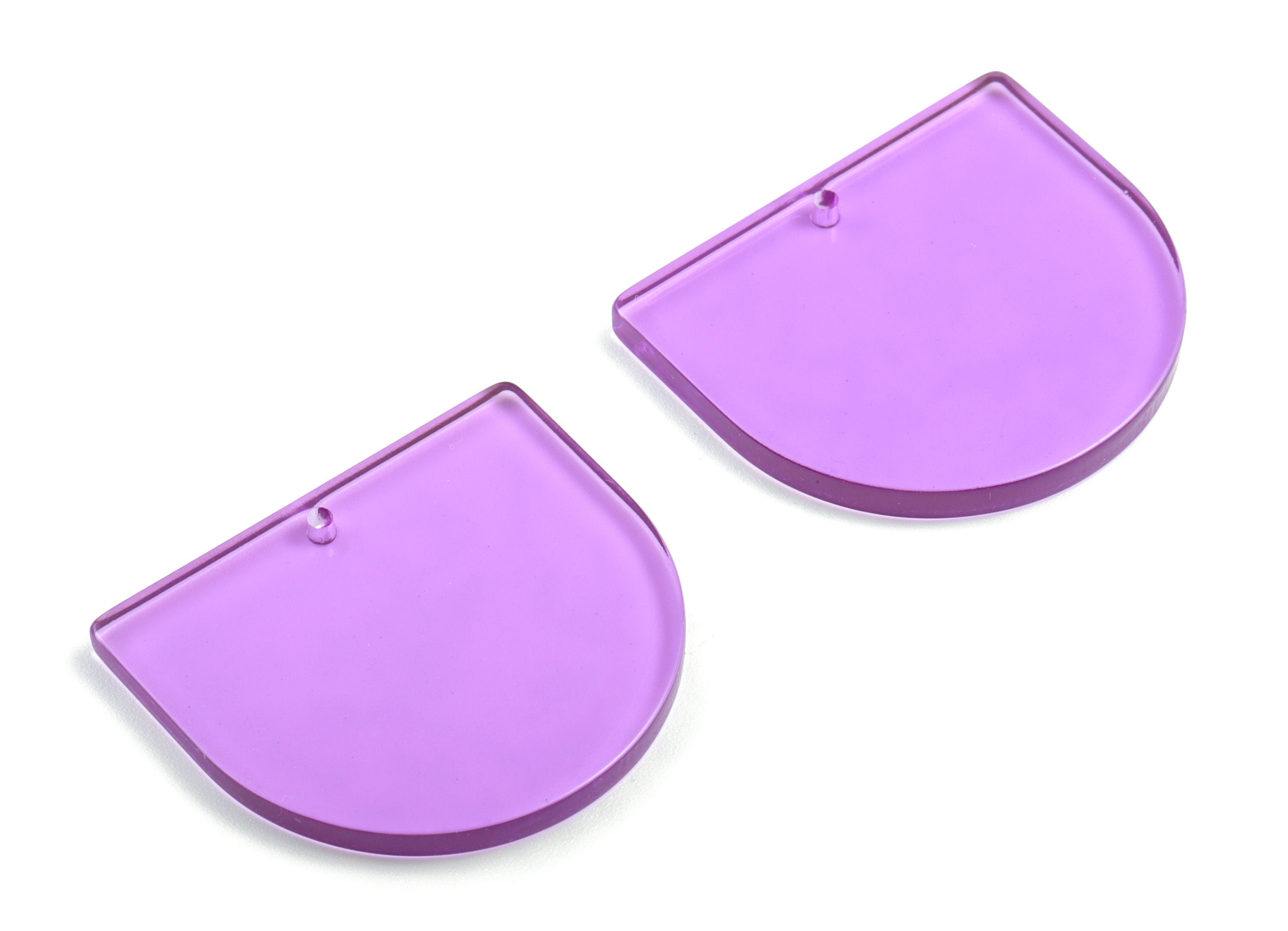 Acrylic D Earring Charms - Half Moon Pendant - Earring Findings - Jewelry Supplies - Color Code: A72 - 33.37x29.39x3.25mm - AC1094-A72 - DOMEDBAZAAR
