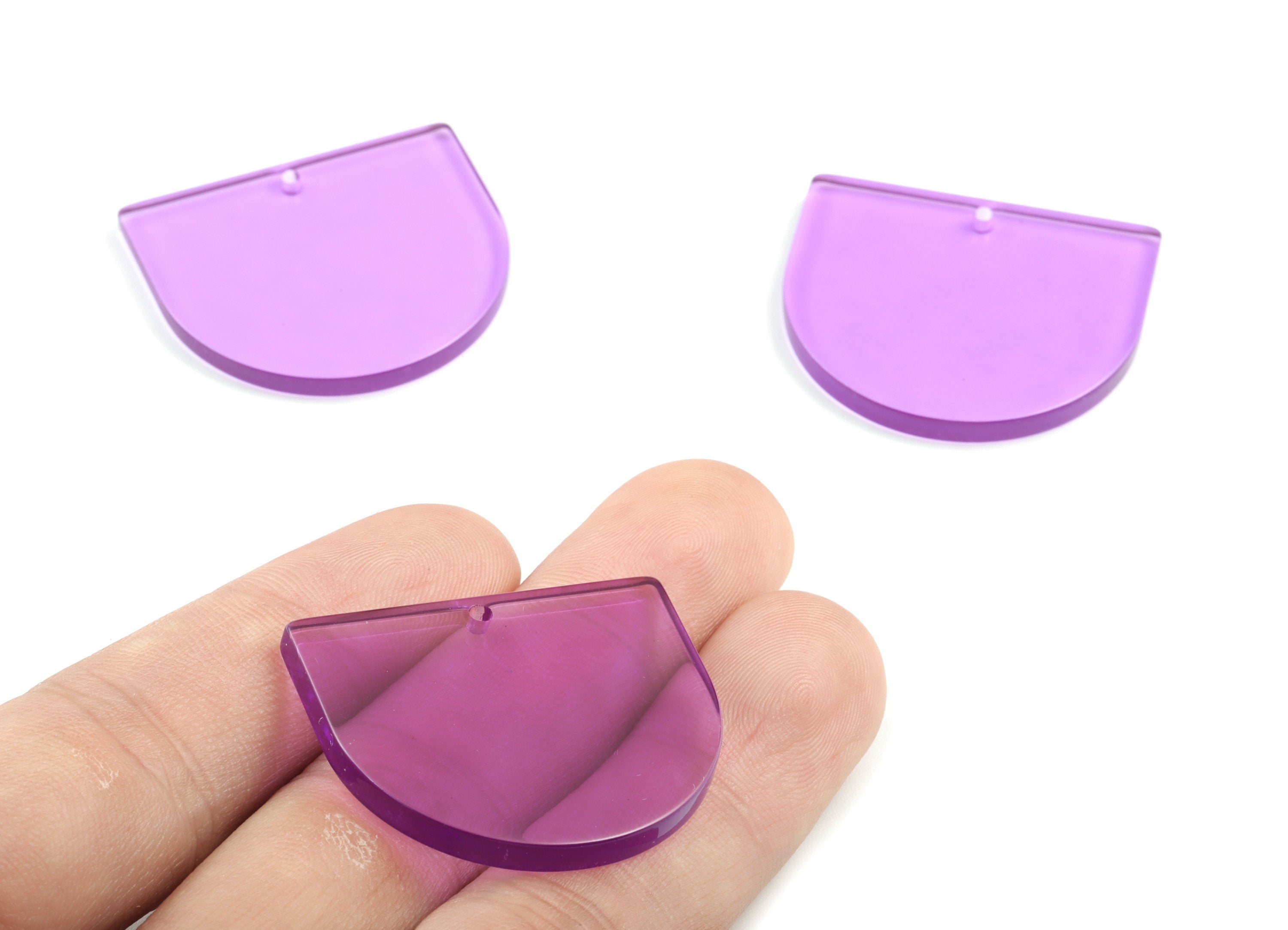 Acrylic D Earring Charms - Half Moon Pendant - Earring Findings - Jewelry Supplies - Color Code: A72 - 33.37x29.39x3.25mm - AC1094-A72 - DOMEDBAZAAR