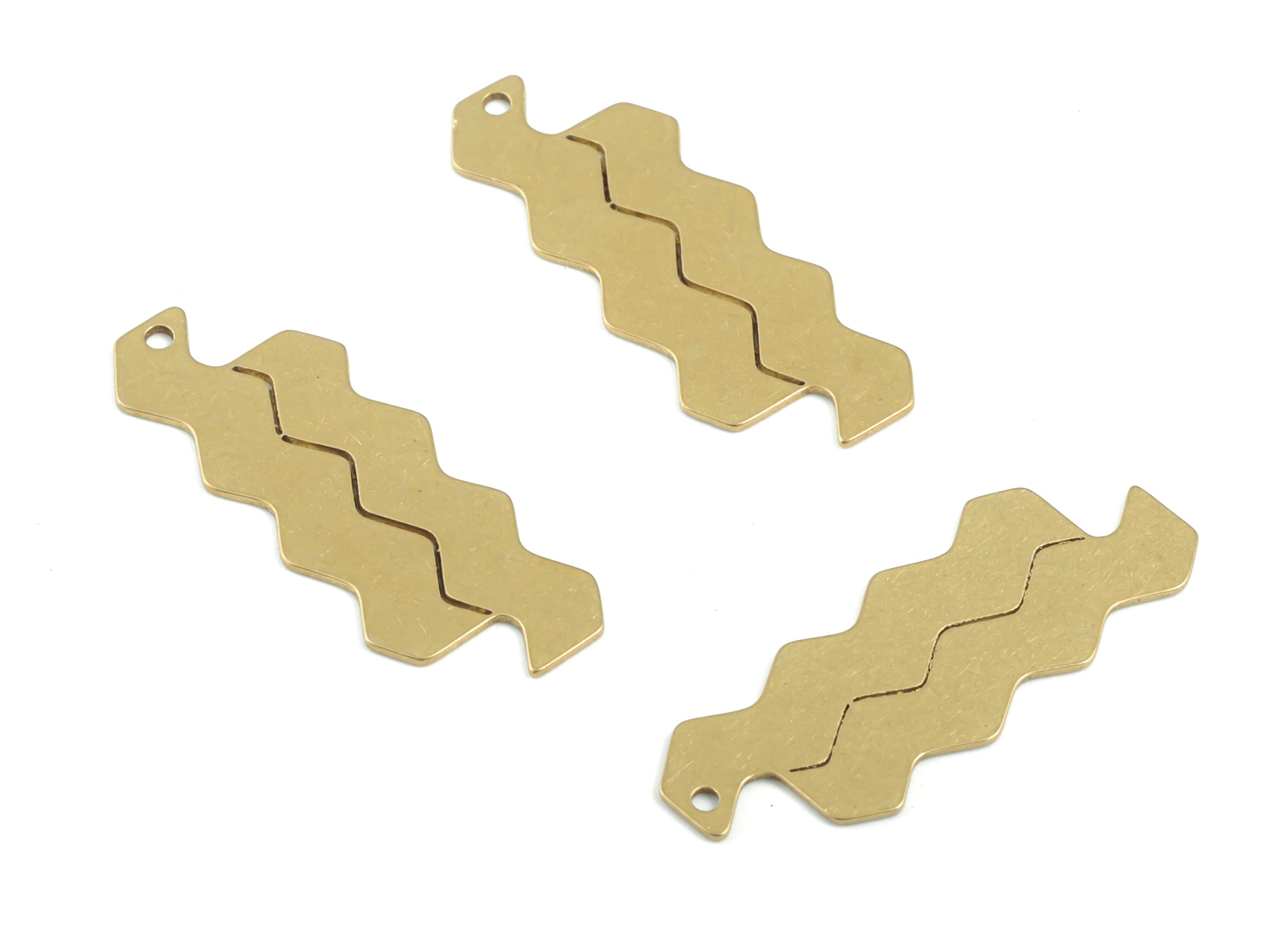 Brass Wave Earring Charms - Raw Brass Waves Pendant - Earrings Finding - Jewelry Supplies - 29.95x11.14x0.57mm - PPM3358 - DOMEDBAZAAR