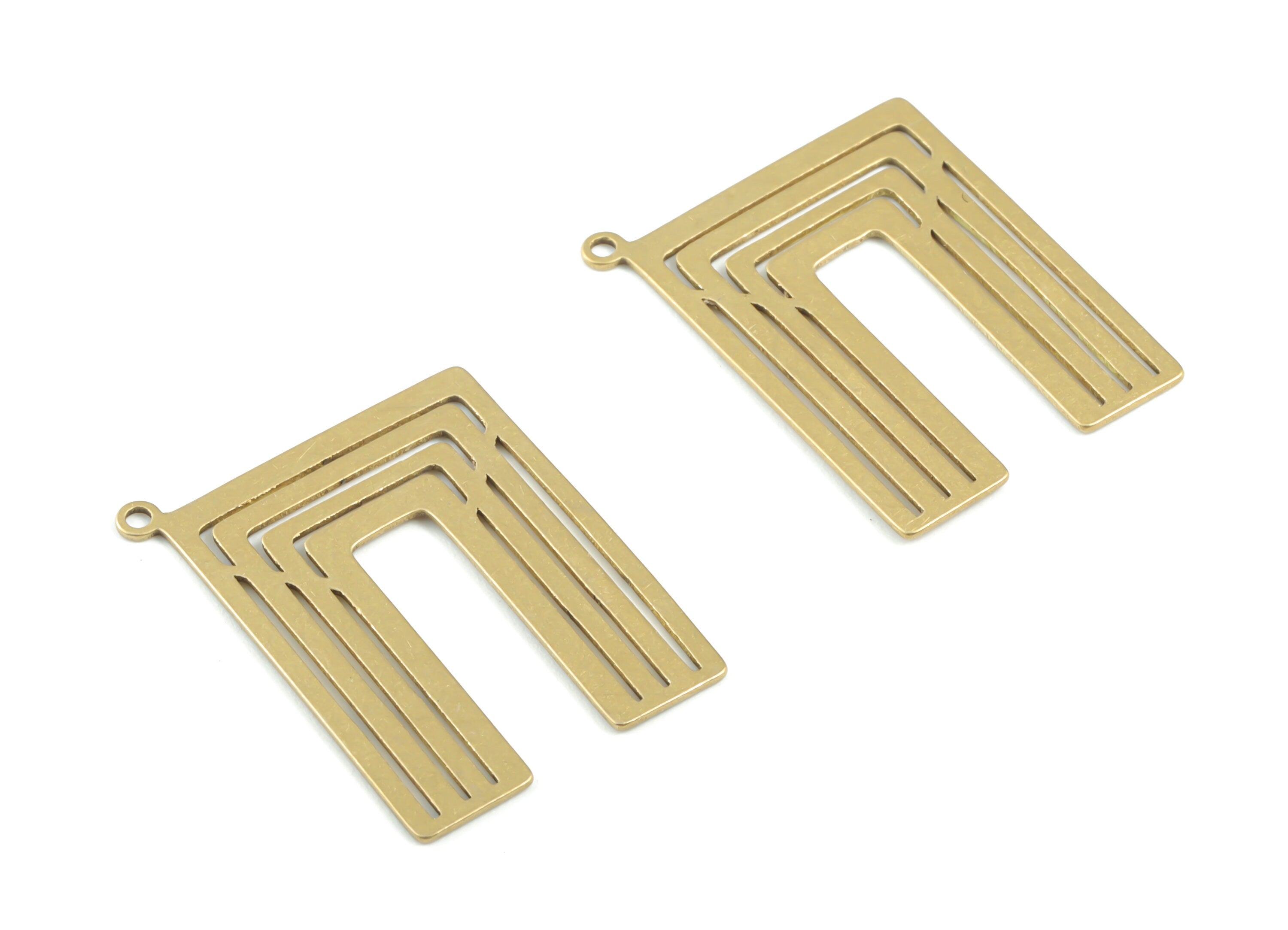 Brass Rectangle Earring Charms - Raw Brass Rectangle Pendant - Earrings Finding - Jewelry Supplies - 26.33x20.17x0.71mm - PPM3343 - DOMEDBAZAAR