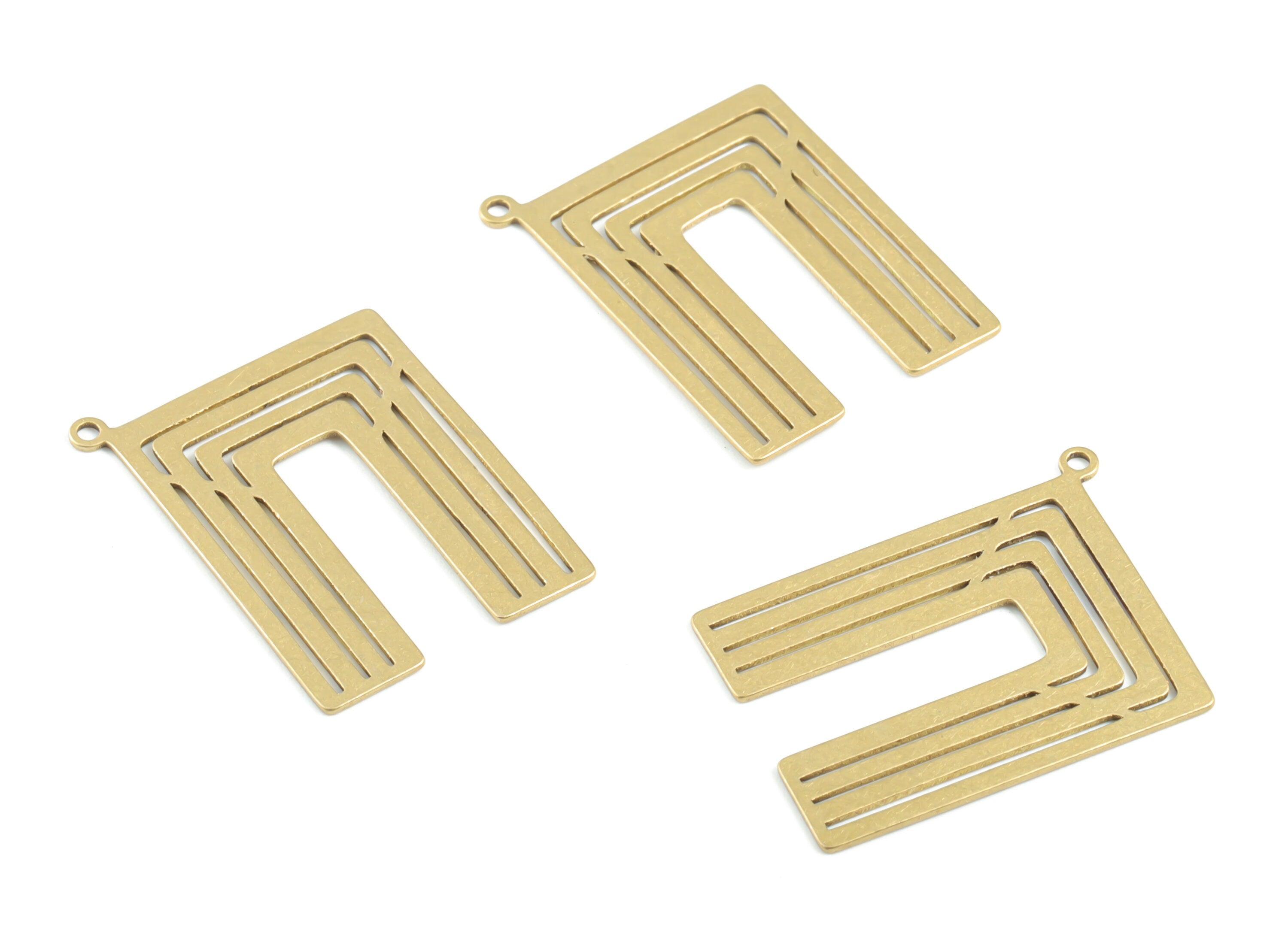 Brass Rectangle Earring Charms - Raw Brass Rectangle Pendant - Earrings Finding - Jewelry Supplies - 26.33x20.17x0.71mm - PPM3343 - DOMEDBAZAAR