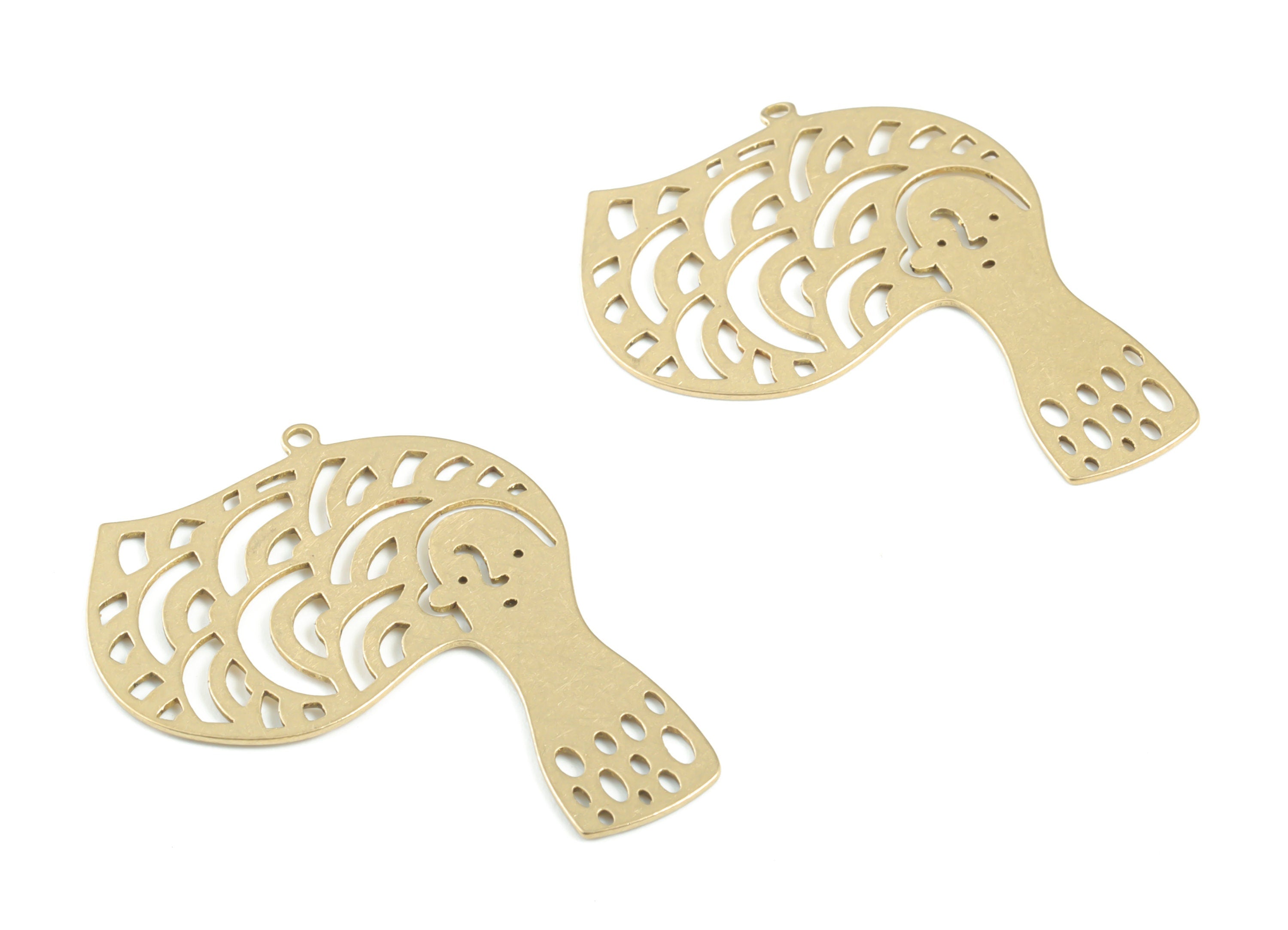 Brass Face Earring Charms - Raw Brass Face Pendant - Earrings Finding - Jewelry Supplies - 40.52x28.45x0.62mm - PPM3430 - DOMEDBAZAAR