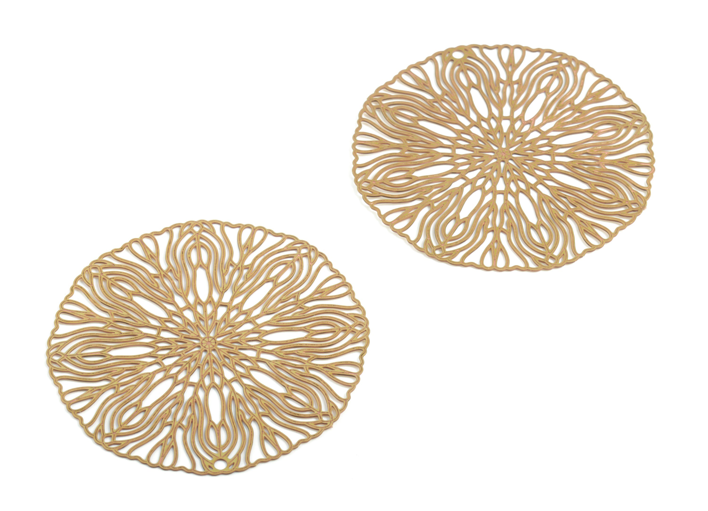 Raw Brass Circular Shaped Earring Charms - Hallow Out Earring Charms - Earring Findings - Jewelry Supplies - 39.3x39.3x0.3mm- JJB3487 - DOMEDBAZAAR