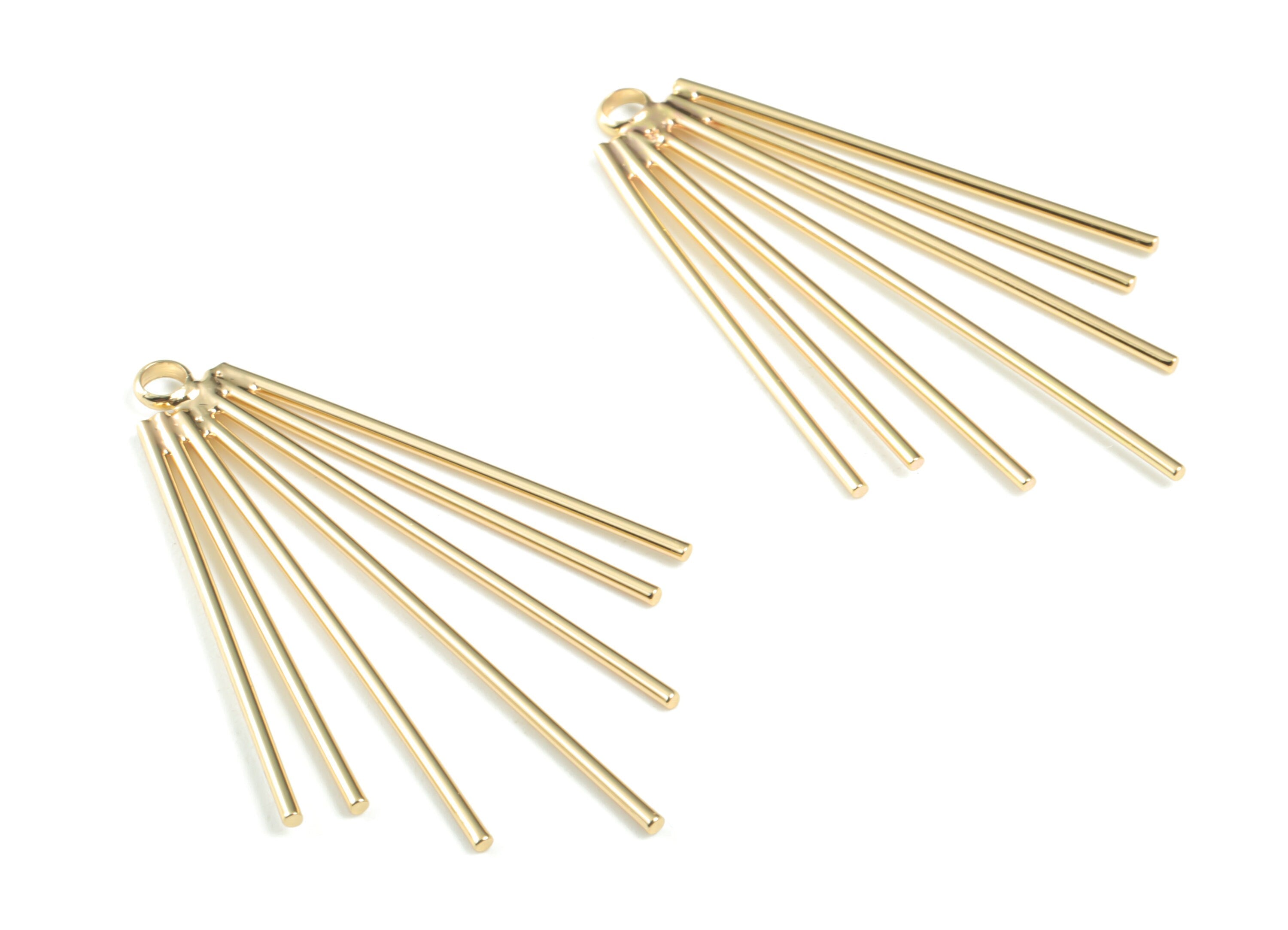 Gold Fringe Earring Charms - 18K Real Gold Plated Fringe Pendant - Earrings Finding - Jewelry Supplies - 43.58x26.78x1.43mm - RGP2724 - DOMEDBAZAAR