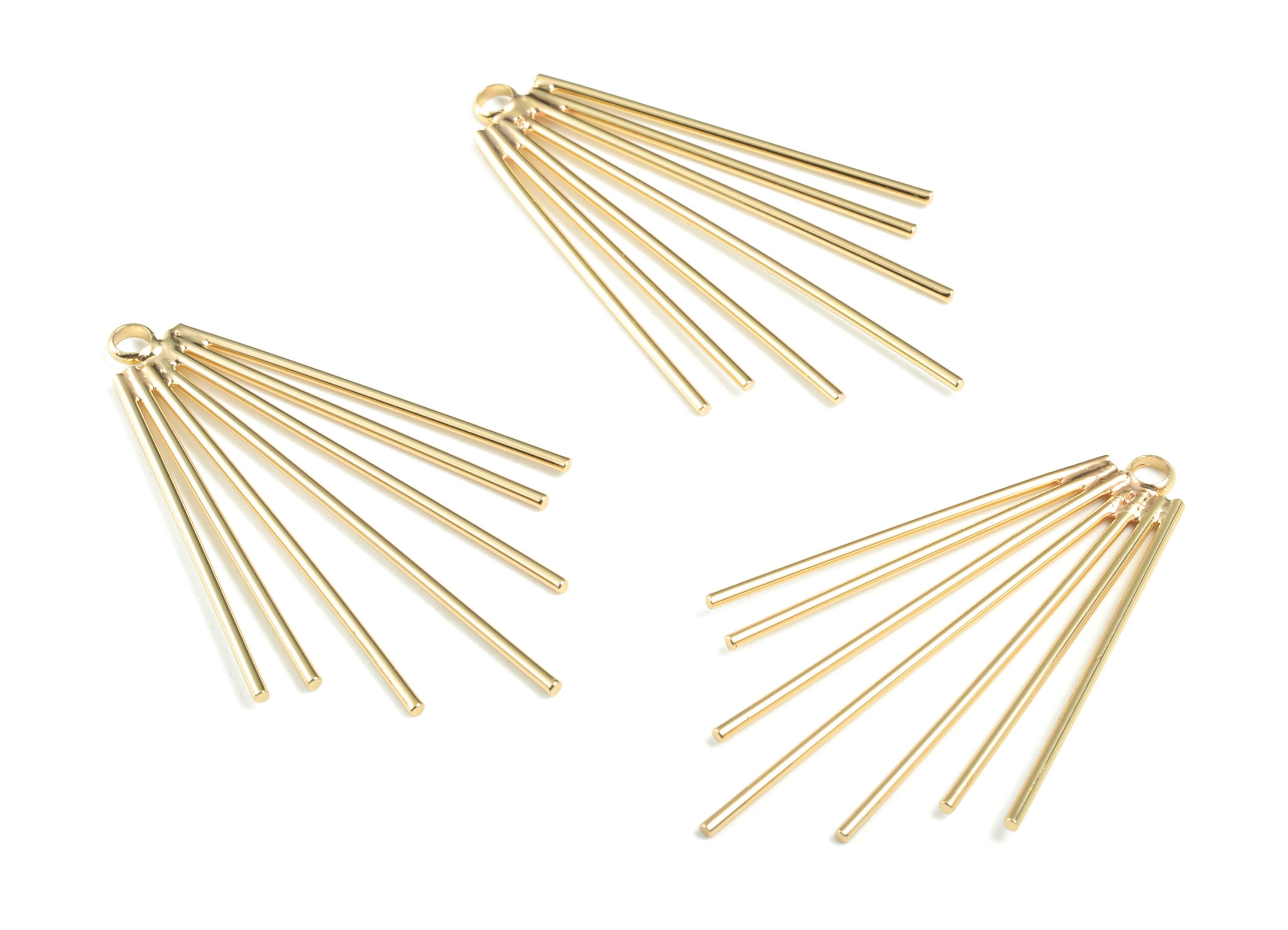 Gold Fringe Earring Charms - 18K Real Gold Plated Fringe Pendant - Earrings Finding - Jewelry Supplies - 43.58x26.78x1.43mm - RGP2724 - DOMEDBAZAAR