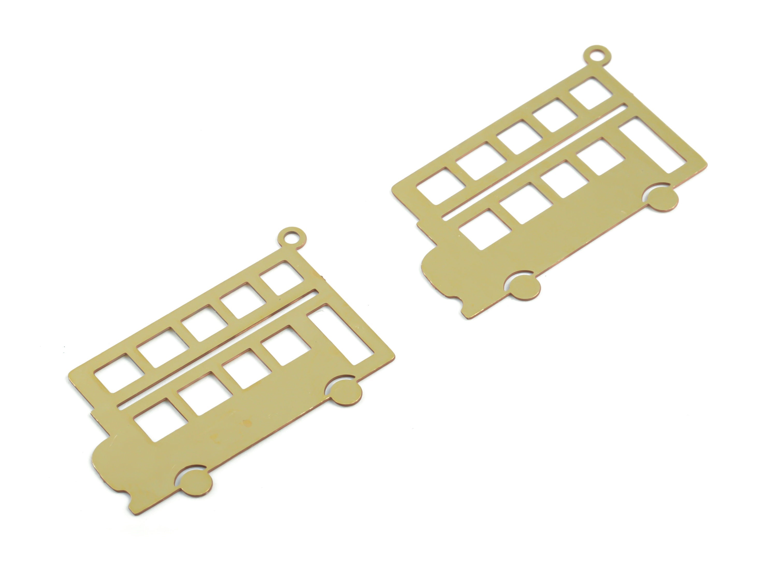 Brass Bus Earring Charms - Raw Brass Bus Pendant - Earring Findings - Jewelry Supplies - 25.58x17.07x0.29mm - JJC11918 - DOMEDBAZAAR