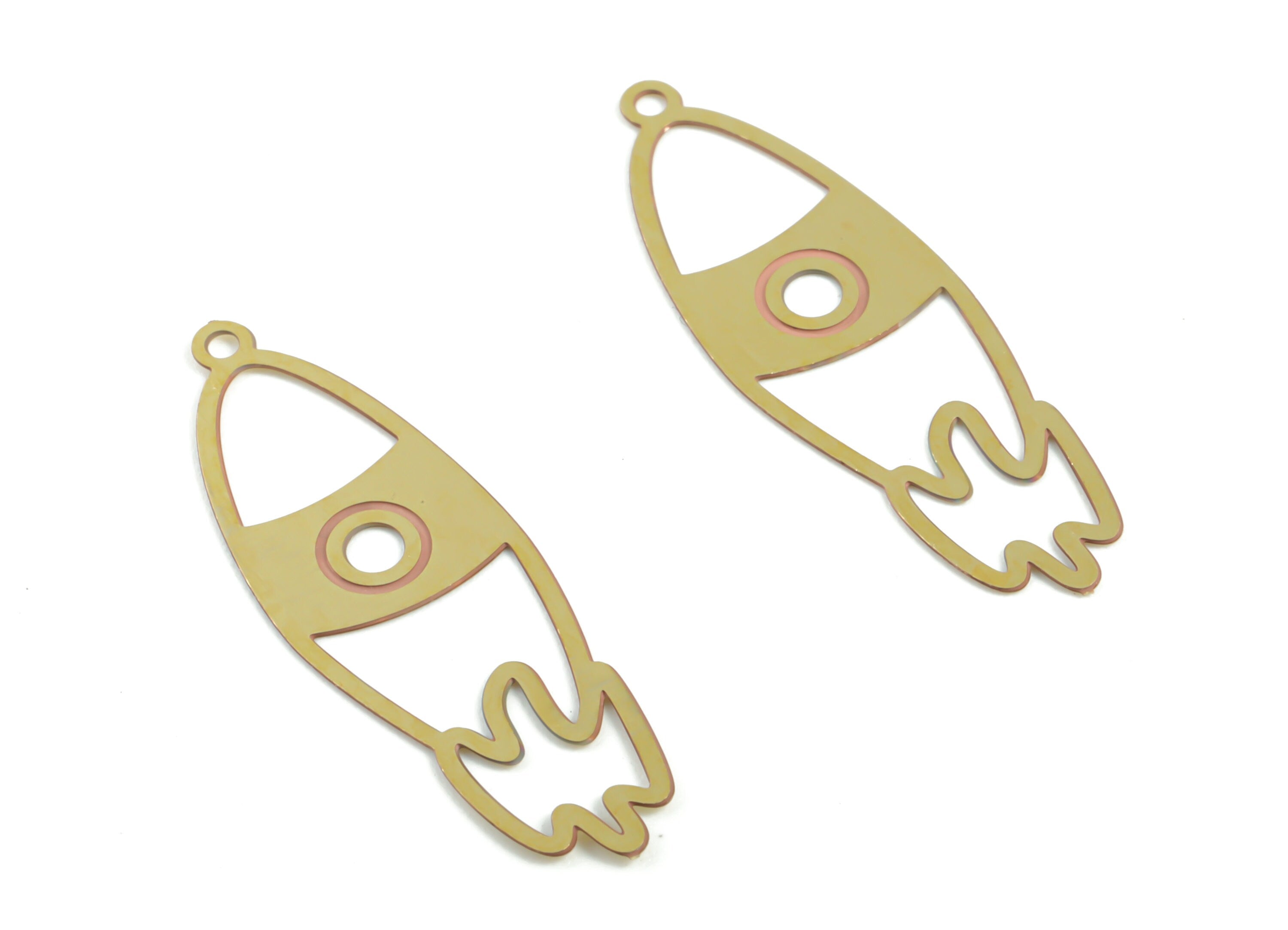 Brass Shuttle Earring Charms - Raw Brass Shuttle Pendant - Earring Findings - Jewelry Supplies - 29.64x9.71x0.29mm - JJC11931 - DOMEDBAZAAR