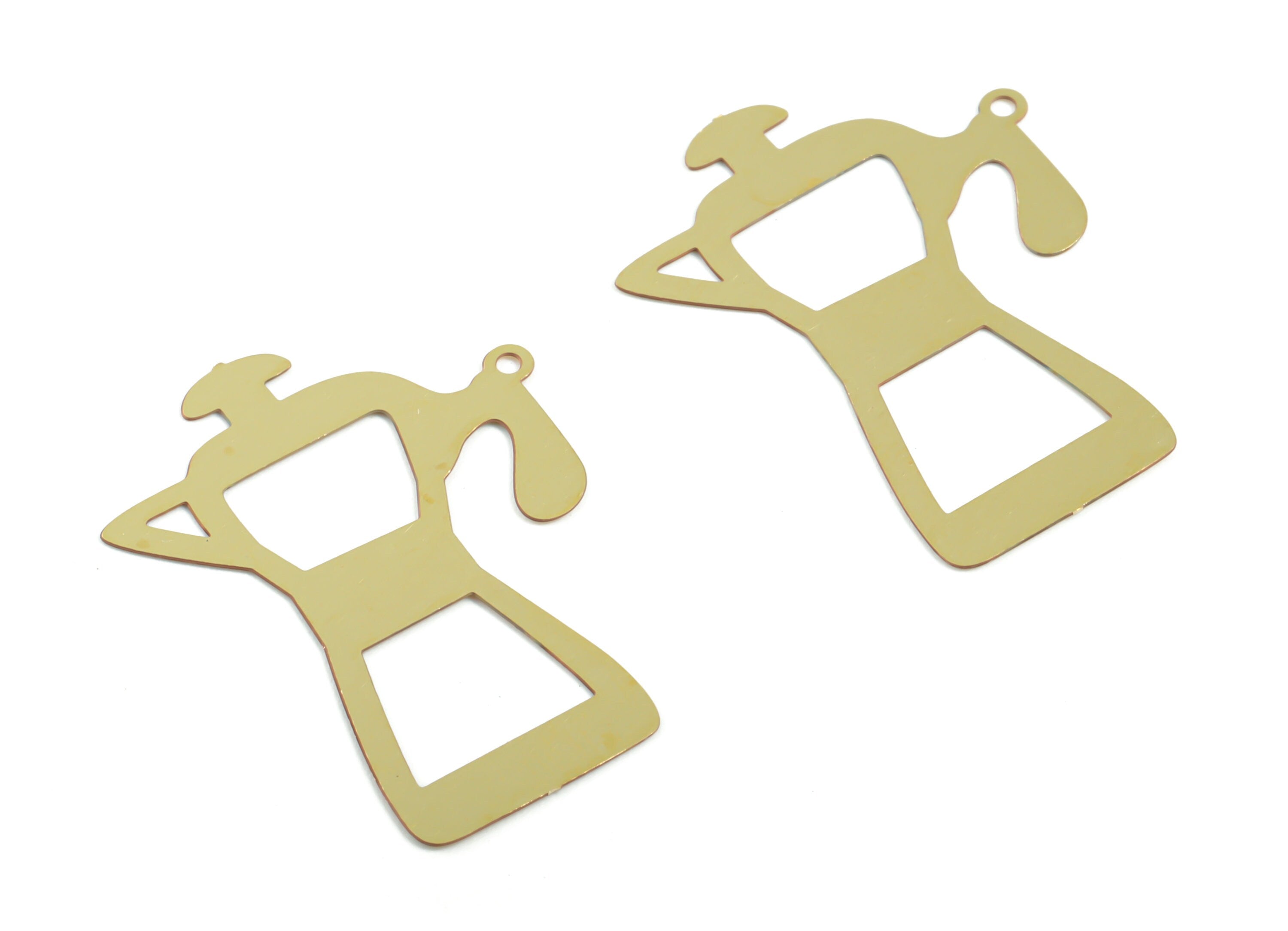 Brass Kettle Earring Charms - Raw Brass Teapot Pendant - Earring Findings - Jewelry Supplies - 29.72x22.29x0.29mm - JJC11909 - DOMEDBAZAAR