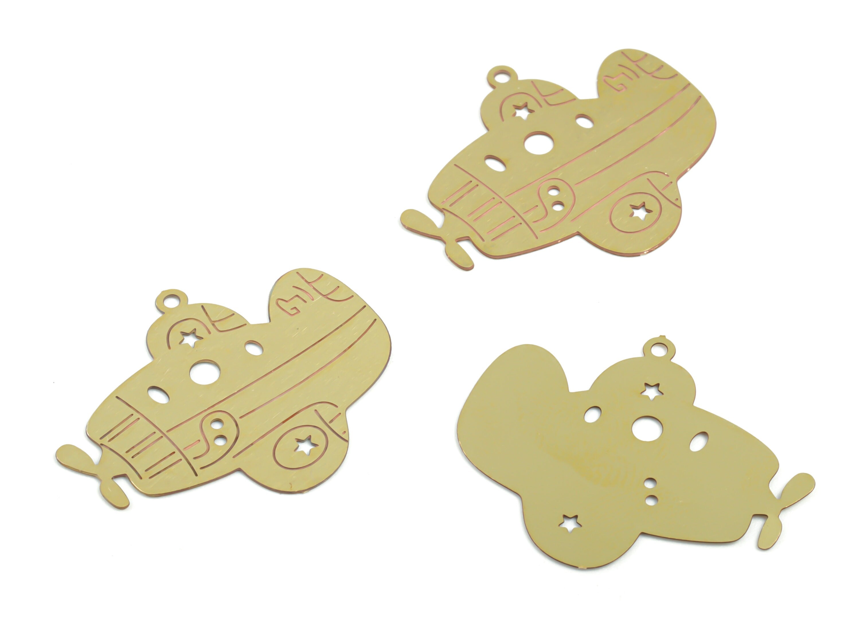 Brass Plane Earring Charms - Raw Brass Plane Pendant - Earring Findings - Jewelry Supplies - 25.5x21.35x0.3mm - JJC11922 - DOMEDBAZAAR