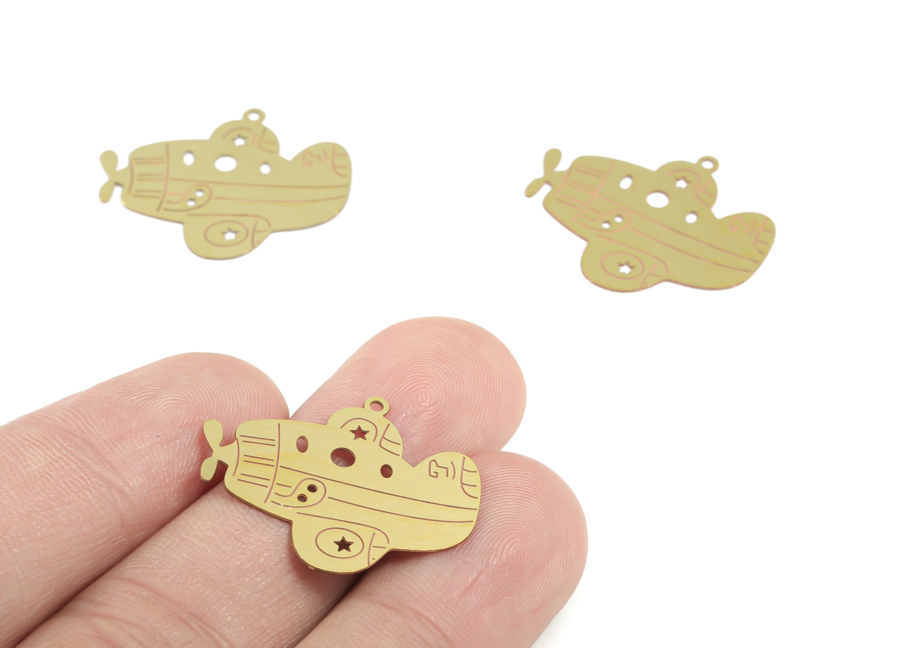 Brass Plane Earring Charms - Raw Brass Plane Pendant - Earring Findings - Jewelry Supplies - 25.5x21.35x0.3mm - JJC11922 - DOMEDBAZAAR