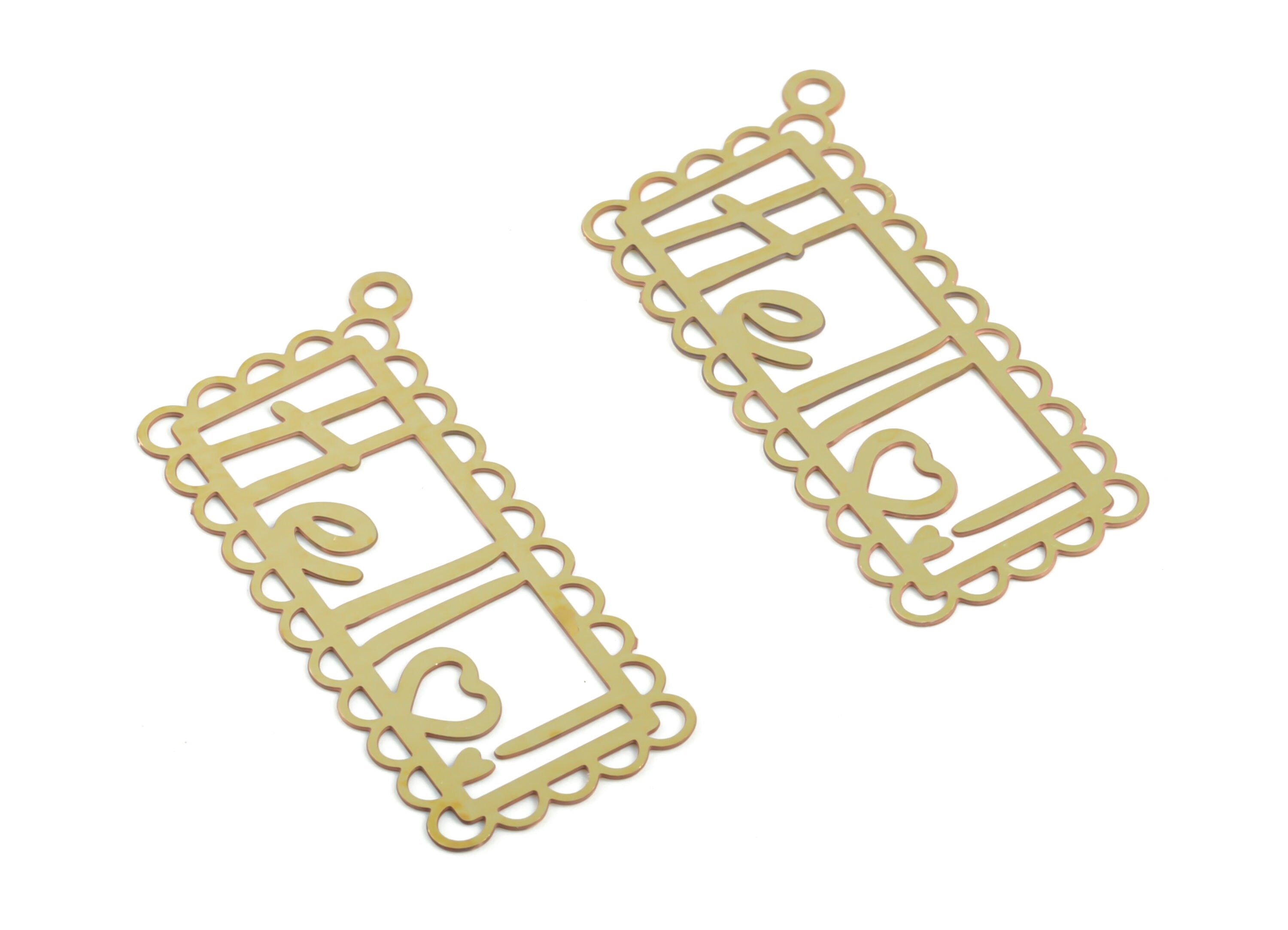 Brass Hello Earring Charms - Raw Brass Hello Pendant - Earring Findings - Jewelry Supplies - 30.93x14.16x0.29mm - JJC11917 - DOMEDBAZAAR