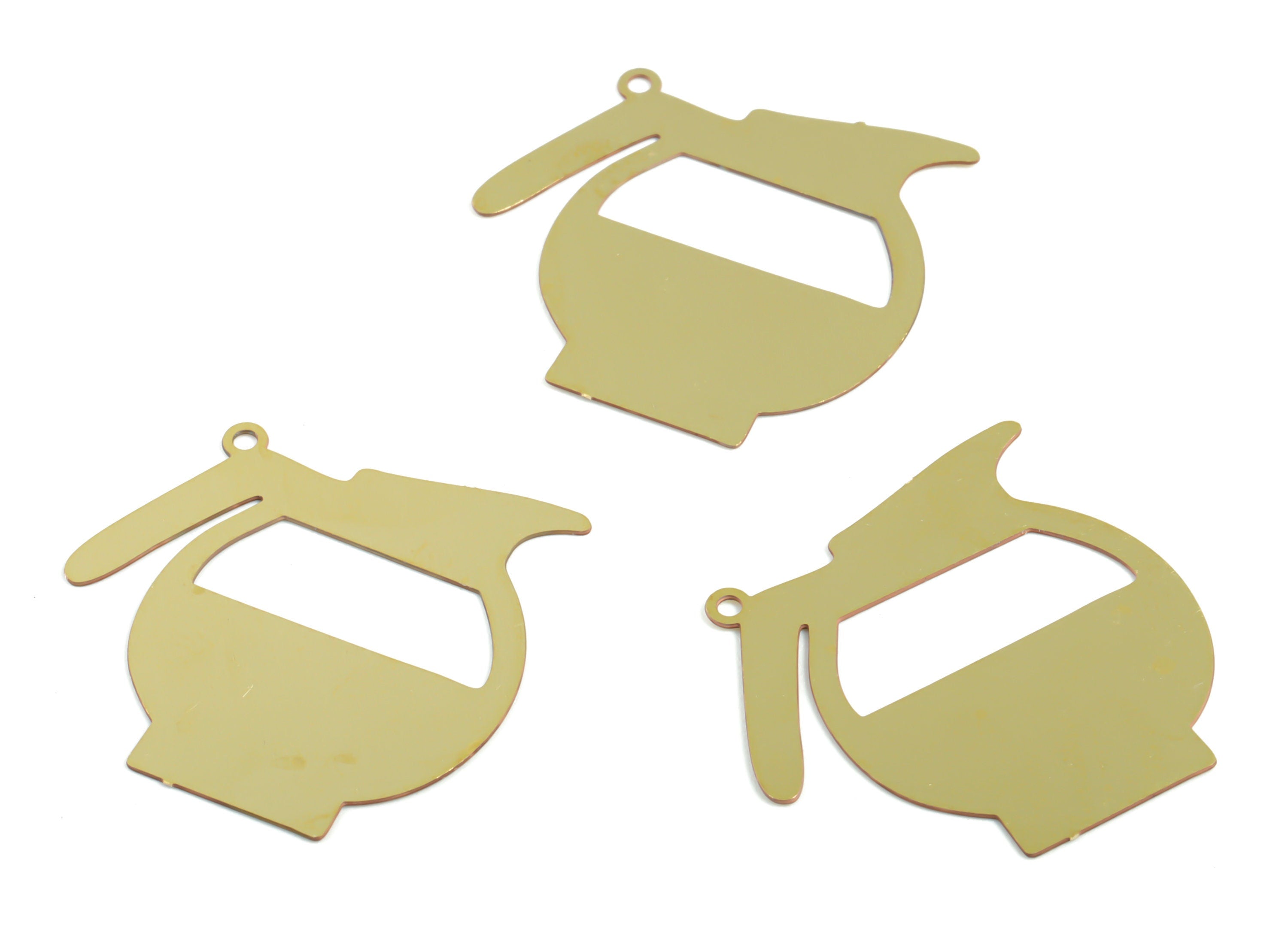 Brass Kettle Earring Charms - Raw Brass Teapot Pendant - Earring Findings - Jewelry Supplies - 24.27x23.24x0.3mm - JJC11910 - DOMEDBAZAAR