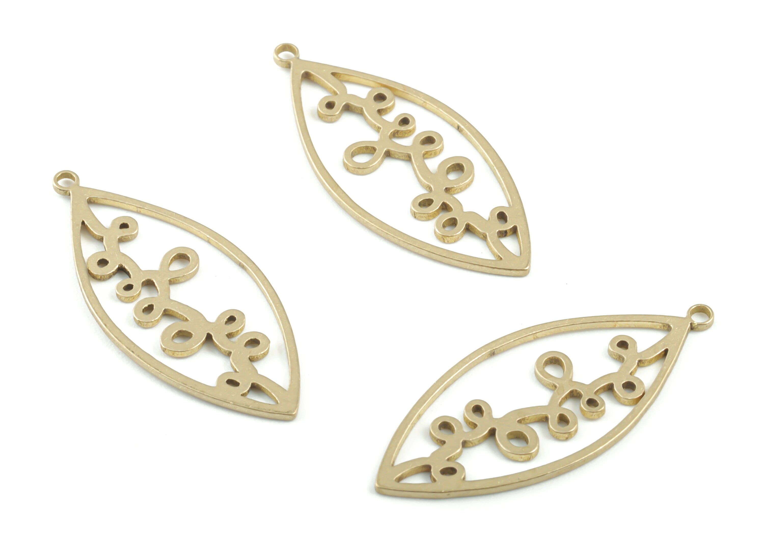 Brass Leaf Earring Charms - Raw Brass Leaf Pendant - Earrings Finding - Jewelry Supplies - 29.08x12.44x0.82mm - PPM3393 - DOMEDBAZAAR