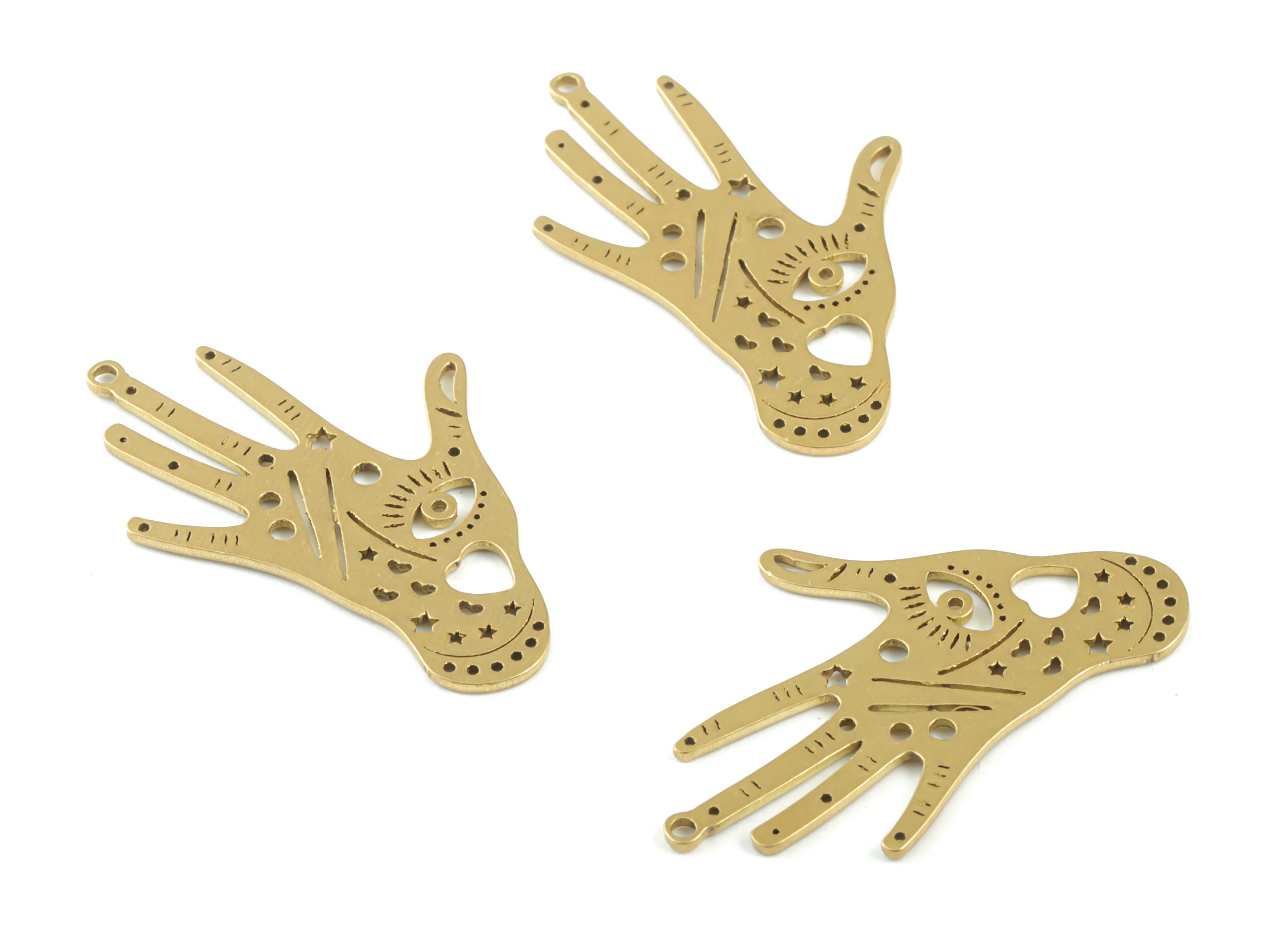 Brass Hand Earring Charms - Raw Brass Hand Pendant - Earrings Finding - Jewelry Supplies - 30.93x20.78x0.9mm - PPM3307 - DOMEDBAZAAR
