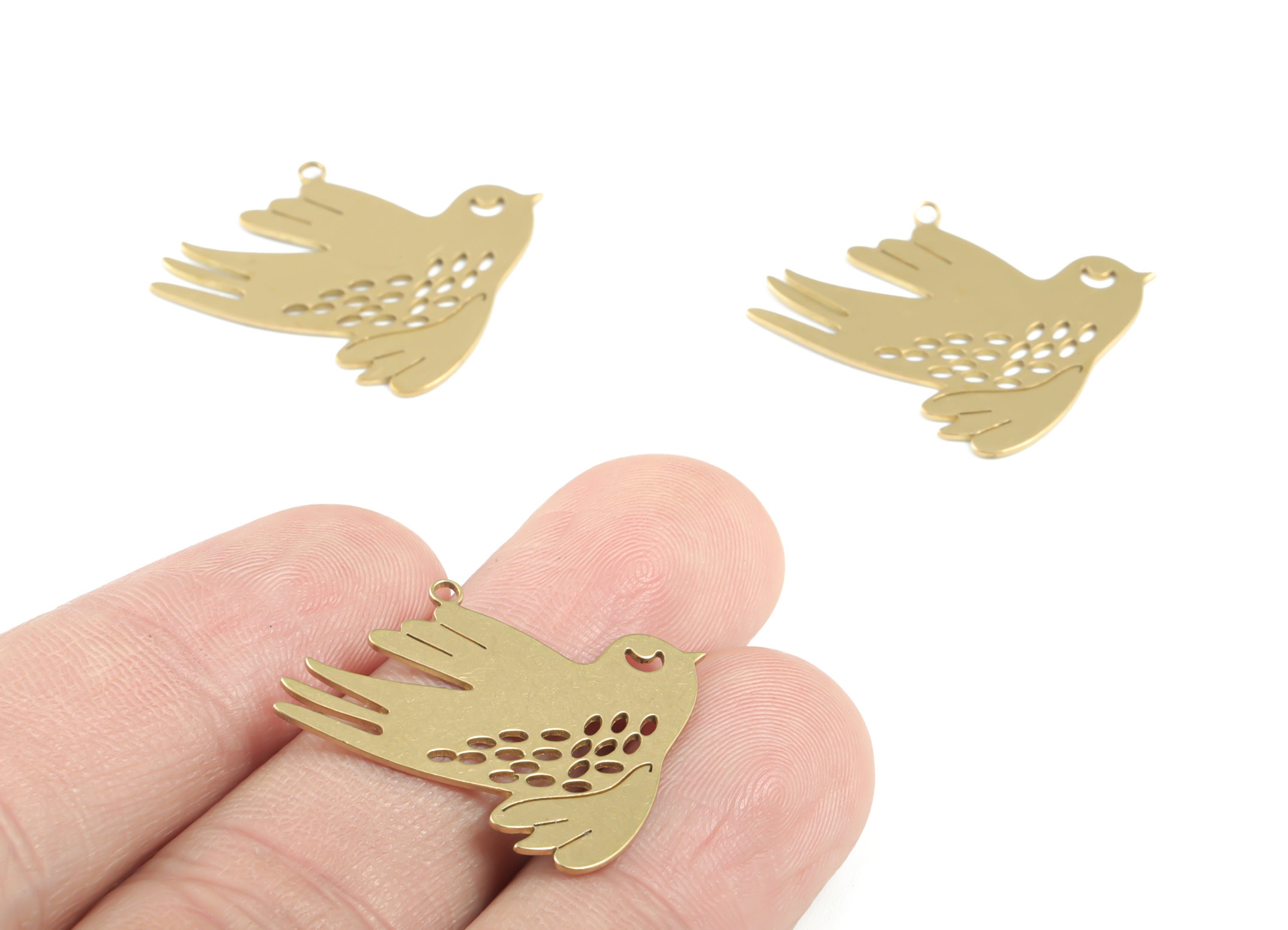 Brass Bird Earring Charms - Raw Brass Flying Bird Pendant - Earring Findings - Jewelry Supplies - 29.5x24.76x0.6mm - PPM3337 - DOMEDBAZAAR