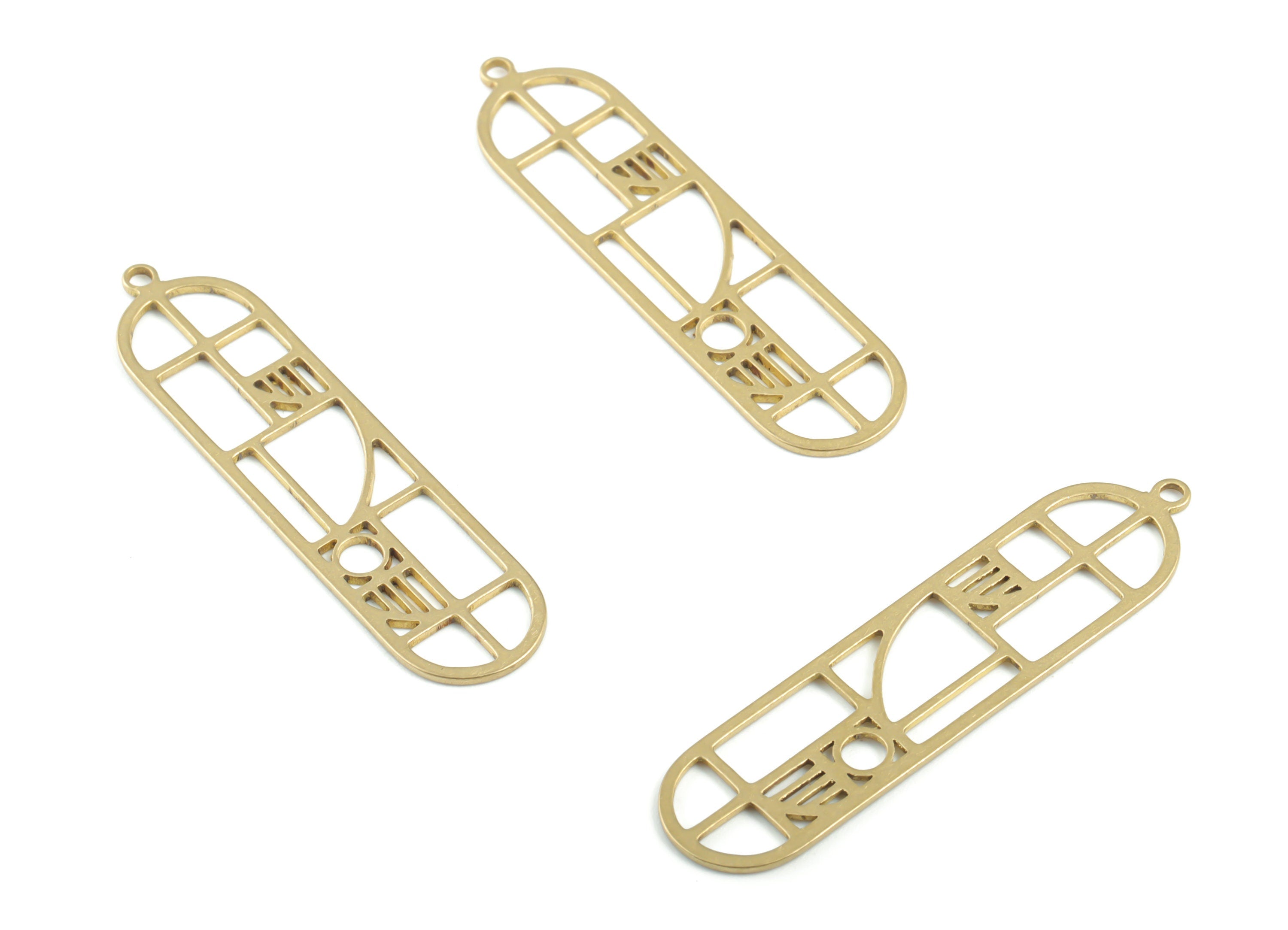 Brass Oval Earring Charms - Raw Brass Oval Pendant - Earrings Finding - Jewellery Supplies - 39.55x9.89x0.68mm - PPM3438 - DOMEDBAZAAR