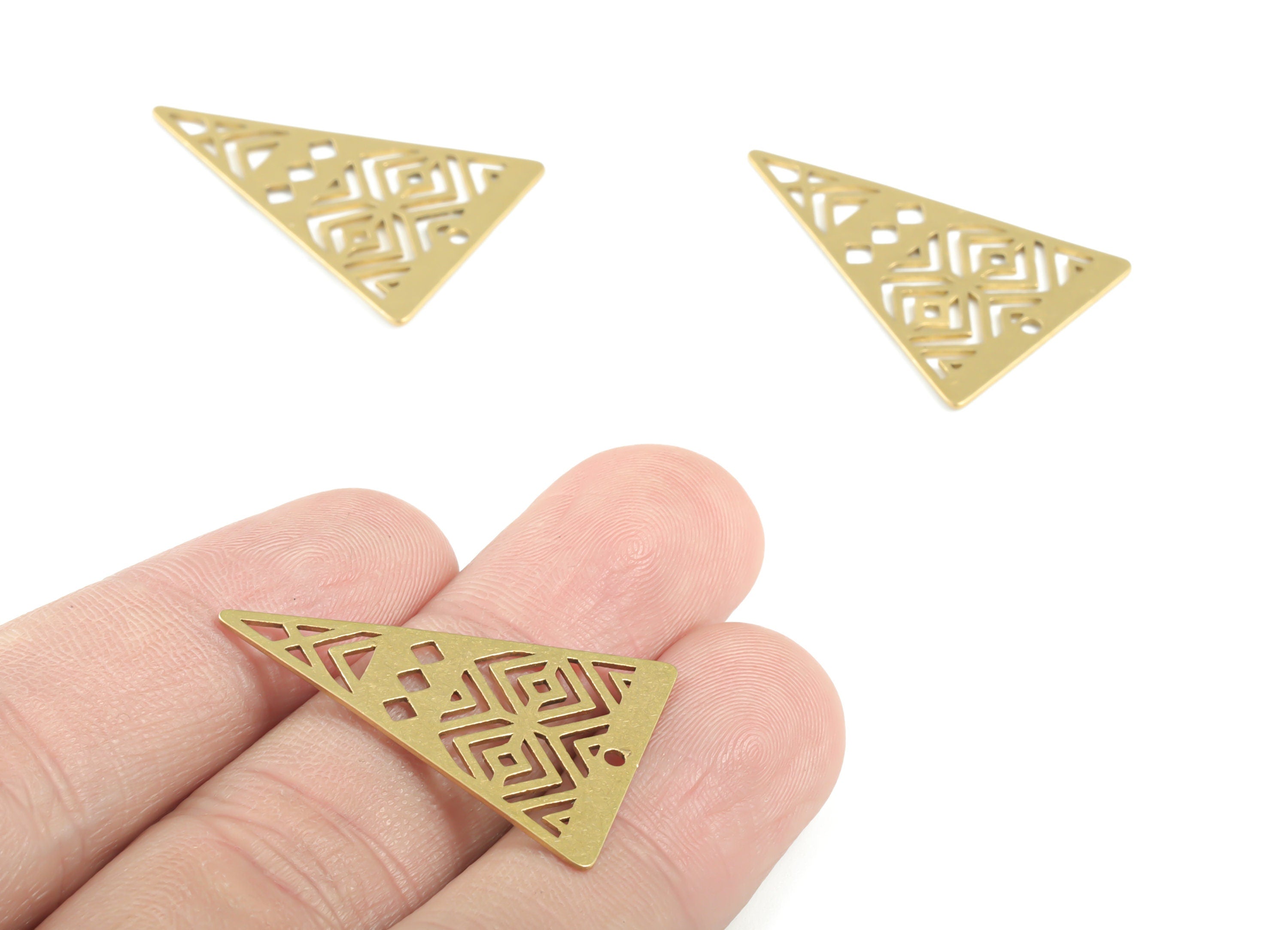 Brass Triangle Earring Charms - Raw Brass Triangle Pendant - Earrings Finding - Jewelry Supplies - 31.87x21.98x0.85mm - PPM3436 - DOMEDBAZAAR