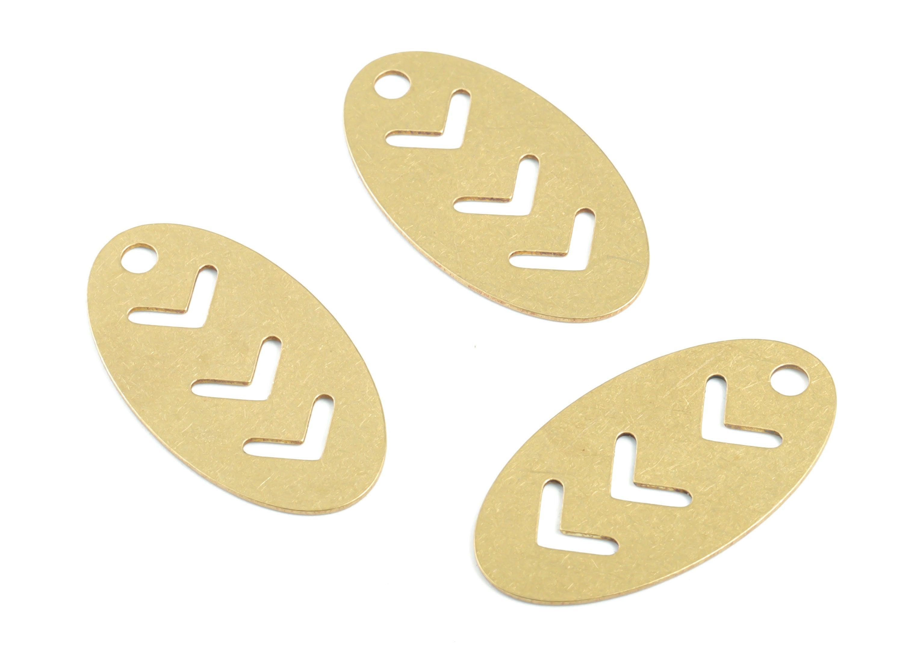 Brass Oval Earring Charms - Raw Brass Oval Arrove Pendant - Earrings Finding - Jewelry Supplies - 30.77x16.73x0.59mm - PPM3419 - DOMEDBAZAAR