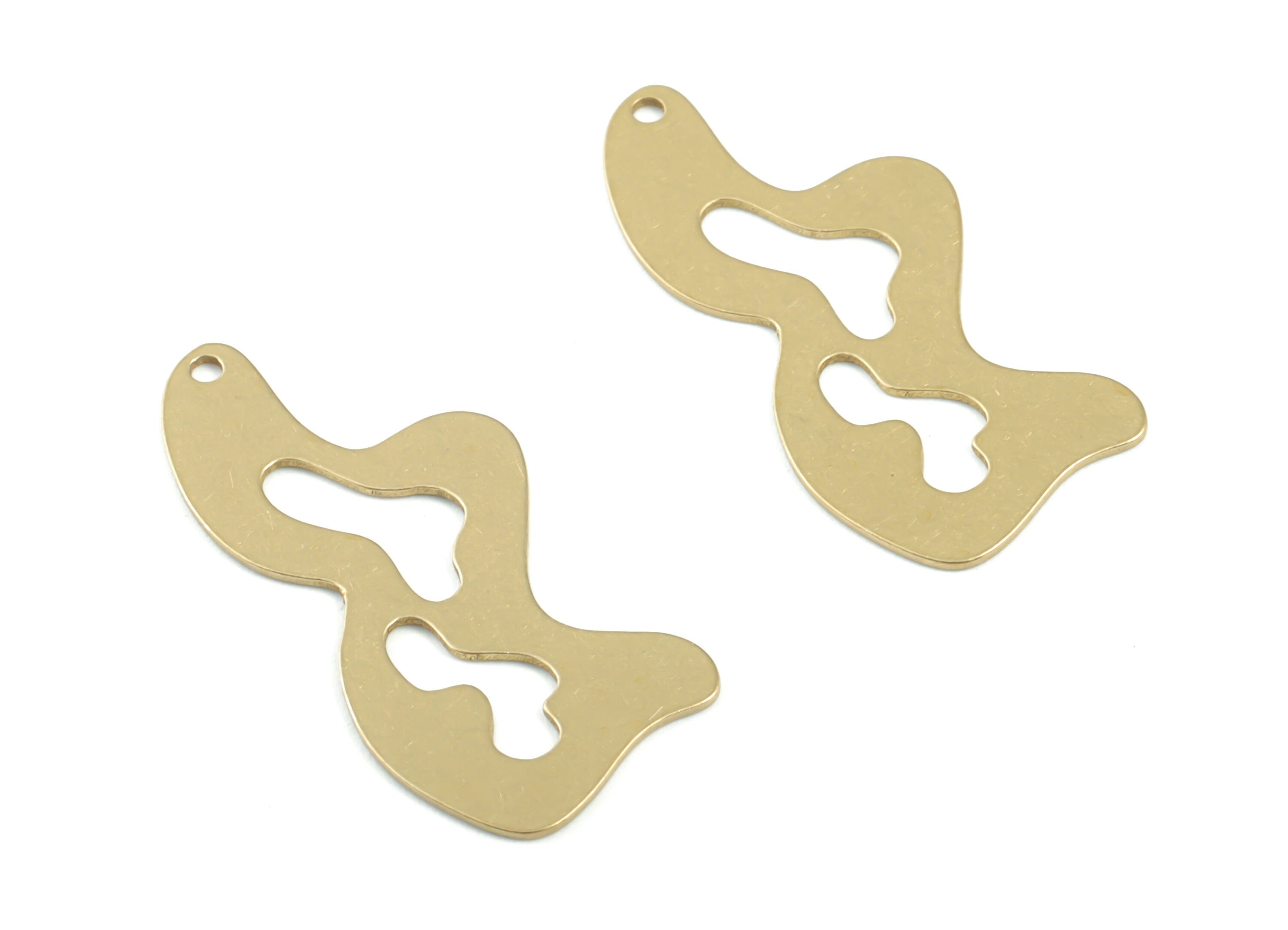 Brass Waves Earring Charms - Raw Brass wavy Pendant - Earrings Finding - Jewelry Supplies - 39.55x9.89x0.68mm - PPM3415 - DOMEDBAZAAR