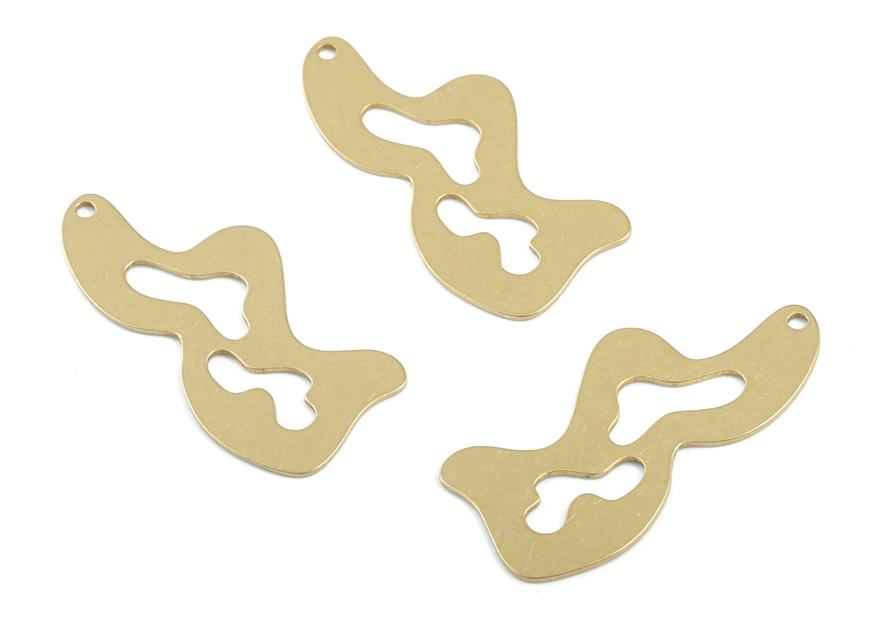 Brass Waves Earring Charms - Raw Brass wavy Pendant - Earrings Finding - Jewelry Supplies - 39.55x9.89x0.68mm - PPM3415 - DOMEDBAZAAR