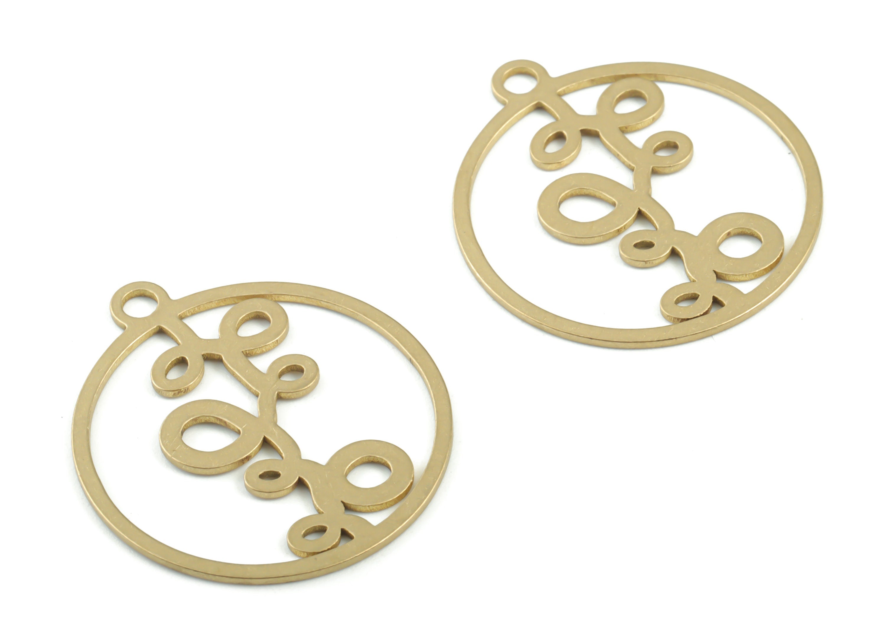 Brass Round Earring Charms - Raw Brass Circle Pendant - Earrings Finding - Jewelry Supplies - 29.2x25.94x0.78mm - PPM3392 - DOMEDBAZAAR