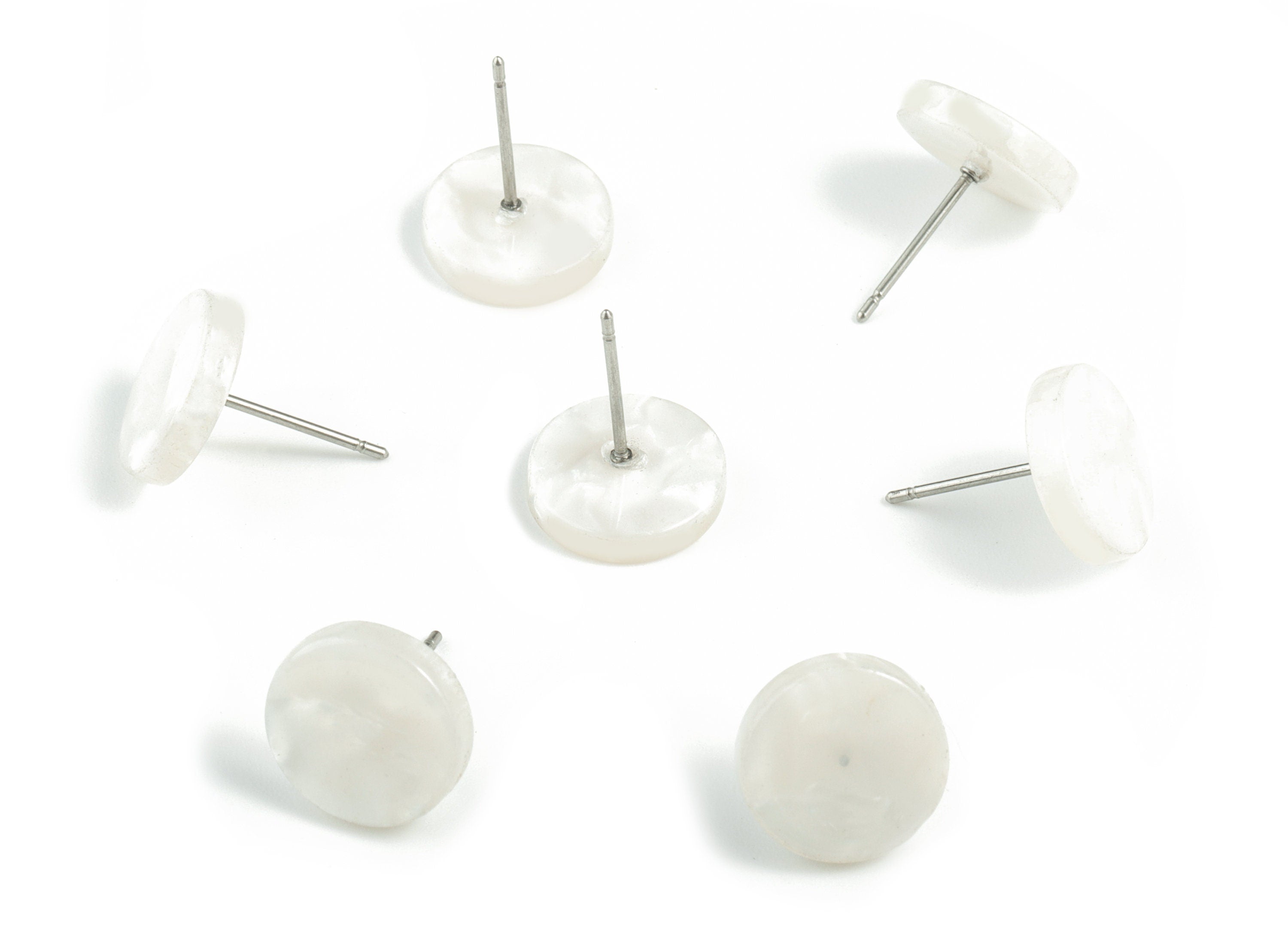 Acetate Round Earring Post - Round Earring Stud - No Hole - Earring Post - Color Code: A12 - 11.7x11.7x2.6mm - AC1139B-O - DOMEDBAZAAR
