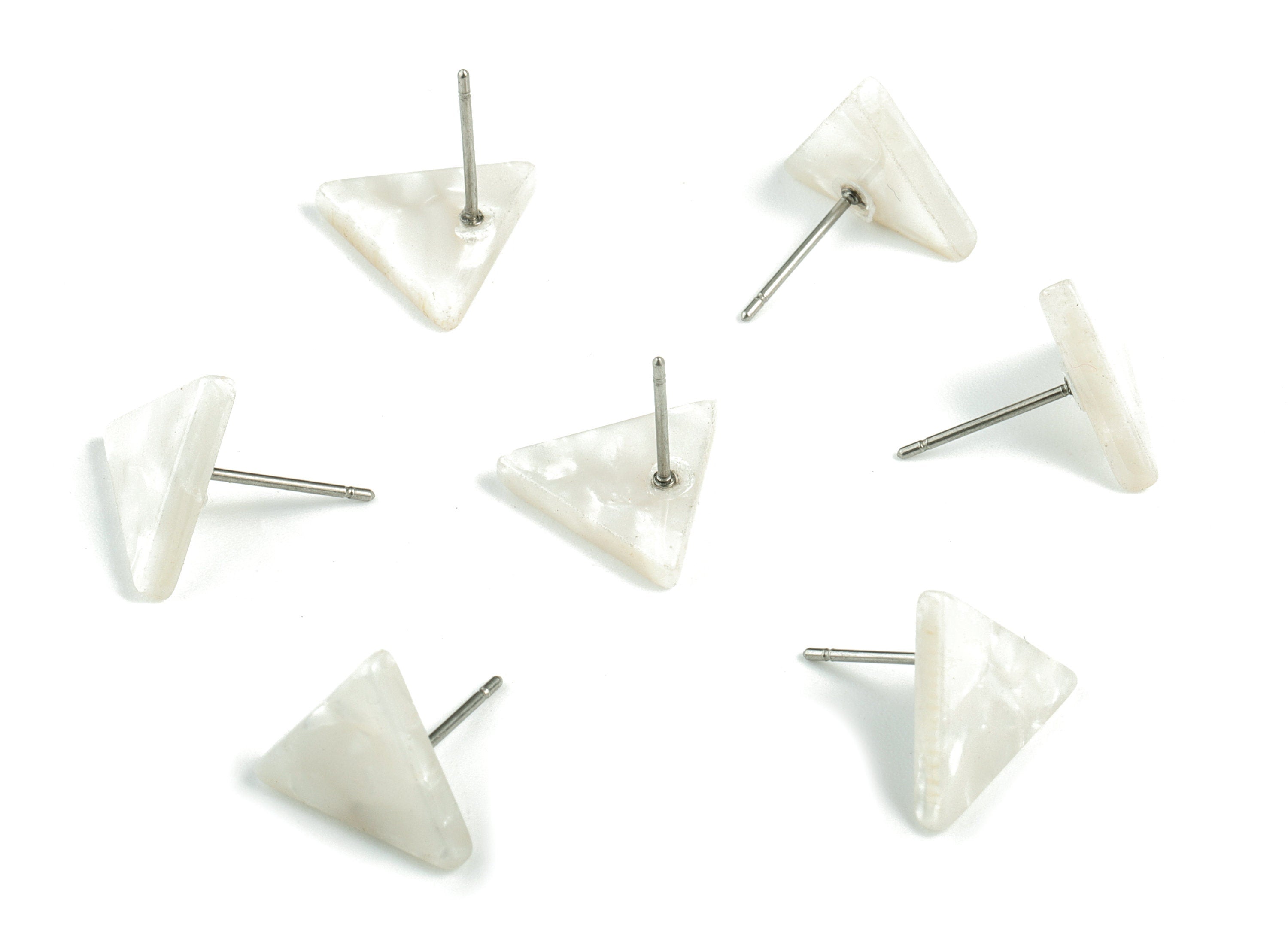 Acetate Acrylic Triangle Earring Stud - Triangle Earring Post - No Hole - Jewelry Supplies - Color Code: A12 - 14.29x12.49x2.5mm - AC1136B-O - DOMEDBAZAAR