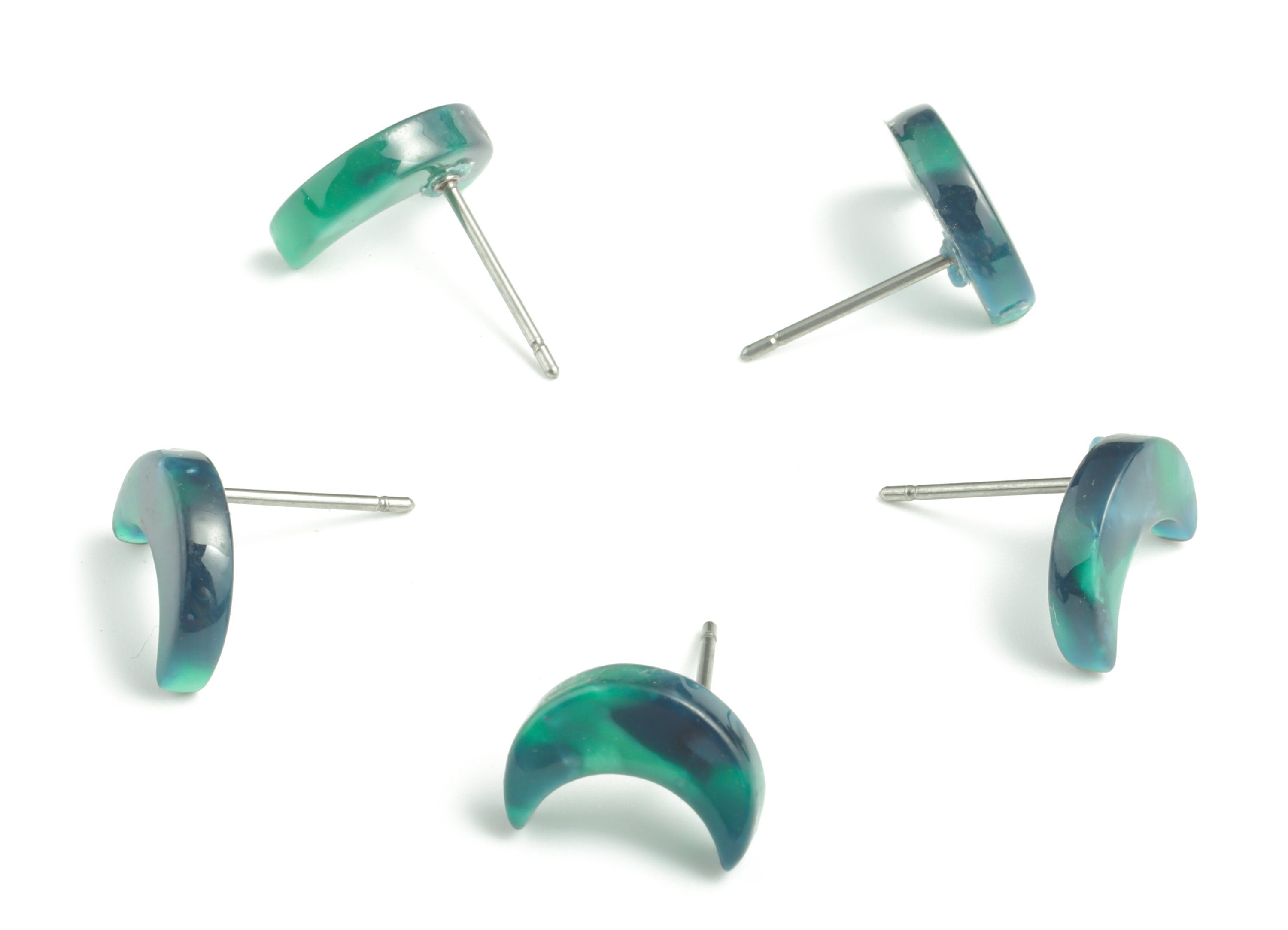 Acetate Moon Earring Stud - Moon Earrings Post - No Hole - Earrings Post - Jewelry Supplies - Color Code: A13 - 11.7x8.6x2.65mm - AC1137A-O - DOMEDBAZAAR
