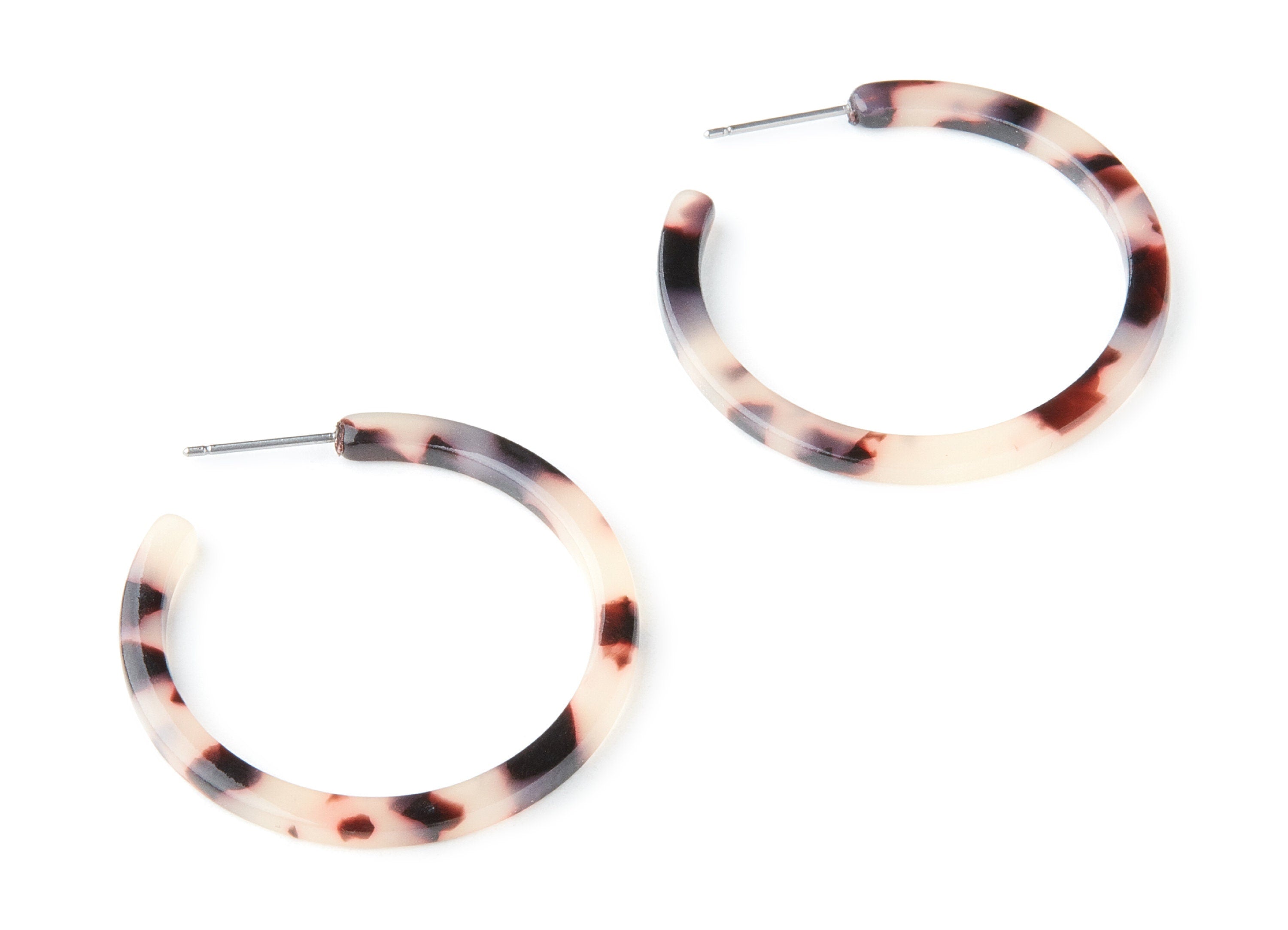 Open Hoop Earrings Stud - 1.5 inch Hoop Earring - Blonde Tortoise Shell Acetate Round Earring - Color Code: A07 - 38mmx38mmx2.7mm - AC1173A - DOMEDBAZAAR