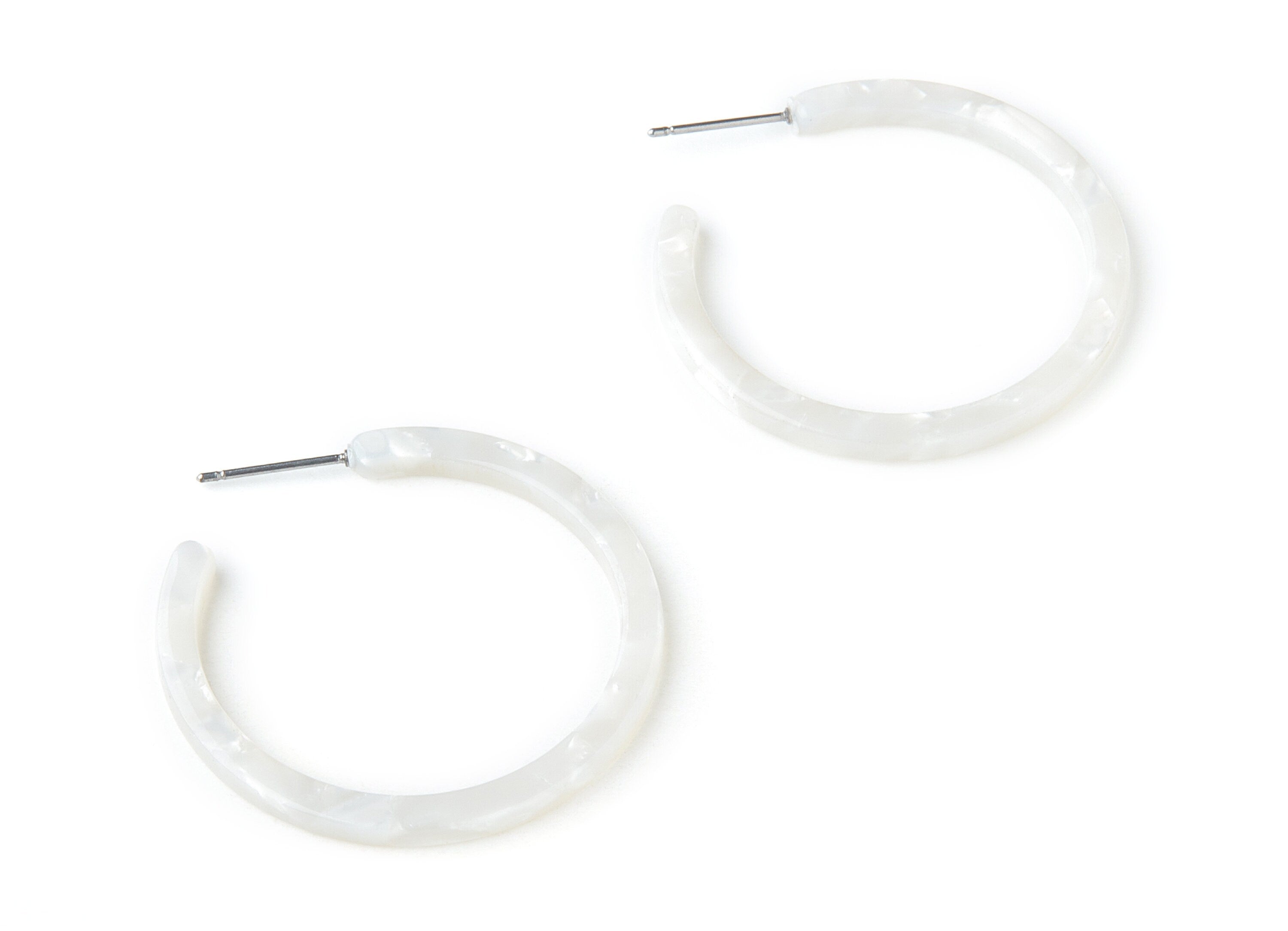 Open Hoop Earrings Stud - 1.5 inch Hoop Earring - Ivory Acetate Round Earring Post - Color Code: A12 - 38.1mmx38.1mmx2.73mm - AC1173C - DOMEDBAZAAR
