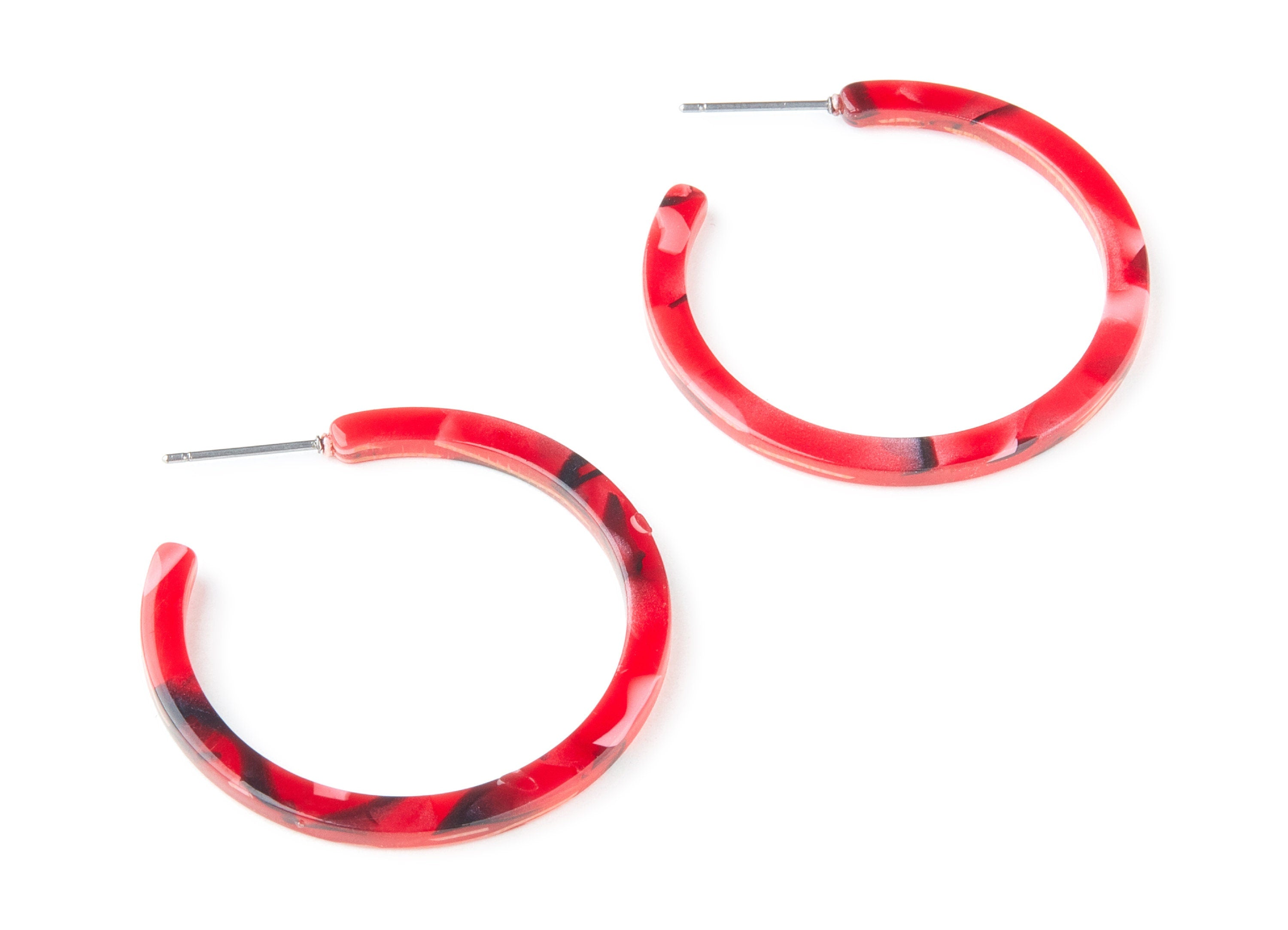 Open Hoop Earrings Stud - 1.5 inch Hoop Earring - Acetate Round Earring Post - Open Circle - Color Code: A56 - 38x38x2.7mm - AC1173E - DOMEDBAZAAR