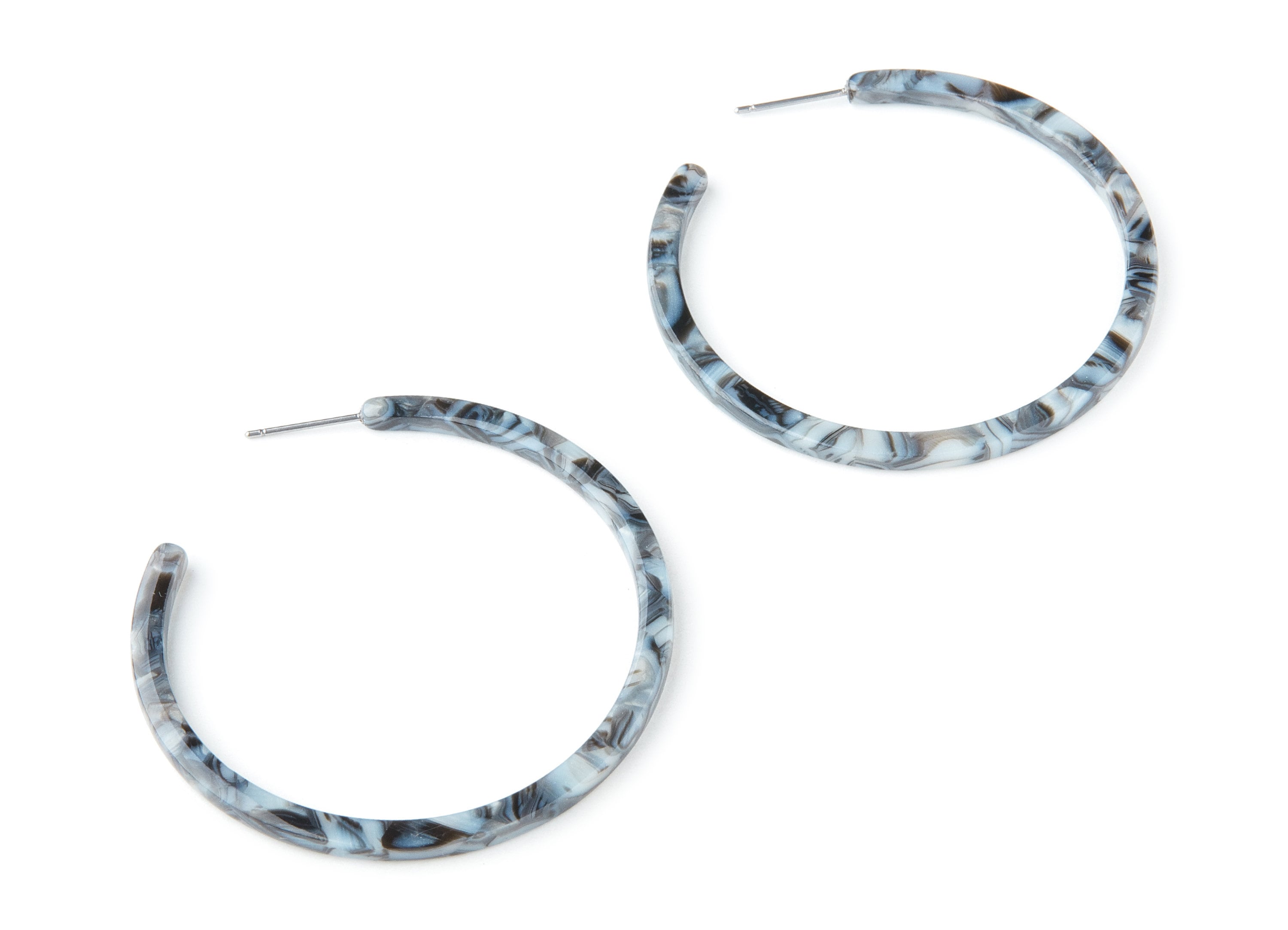 Open Hoop Earrings Stud - 2 inch Hoop Earring - Gray Acetate Round Earring Post - Open Circle - 50x50x2.8mm - AC1172F - DOMEDBAZAAR