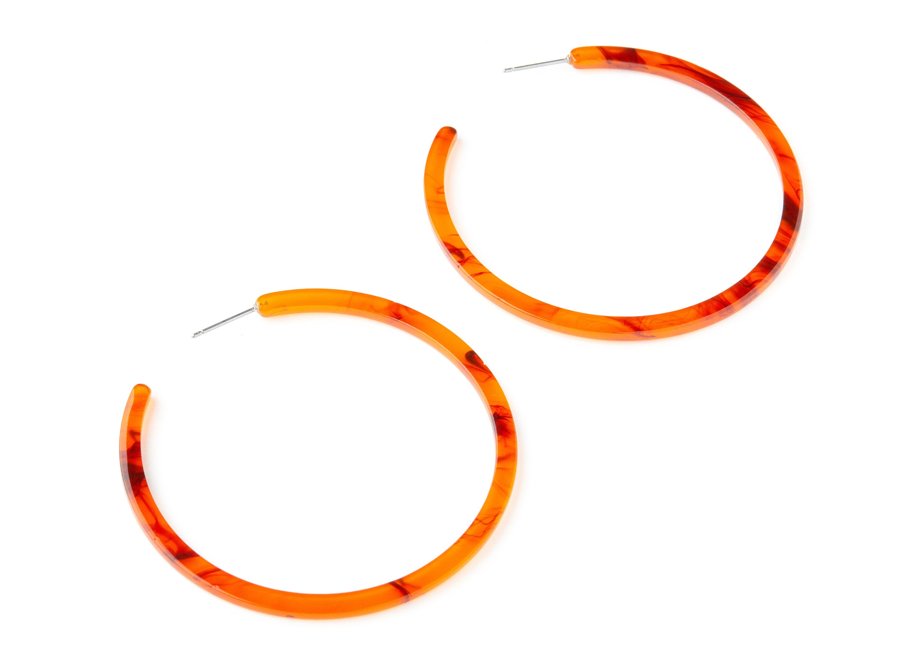 Open Hoop Earrings Stud - 2.5 inch Hoop Earring - Acetate Round Earring Post - Open Cirle - Jewelry Supplies - 63.5x63.5x2.8mm - AC1171N - DOMEDBAZAAR